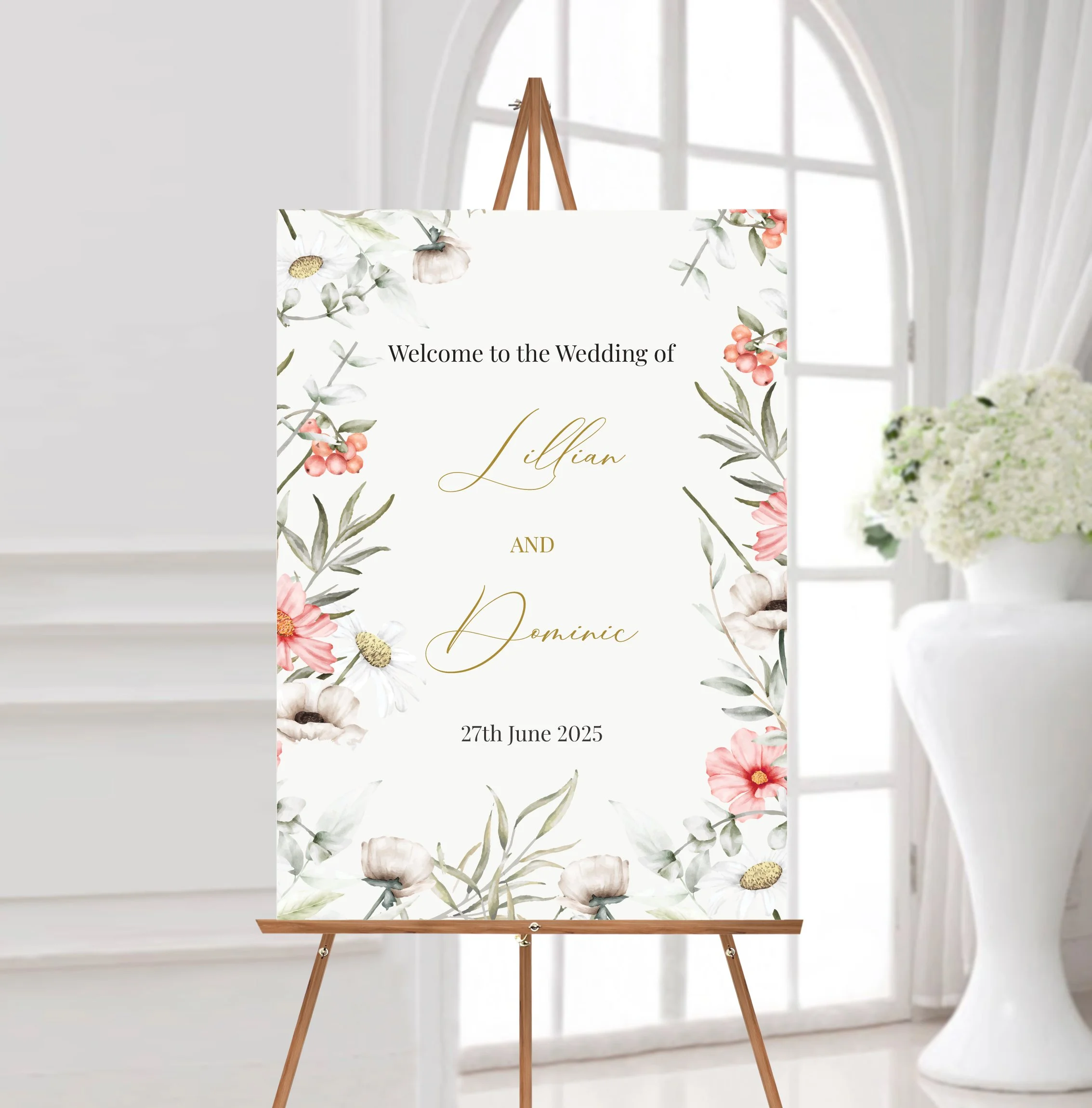 Lillian Wild Flowers Wedding Welcome Sign