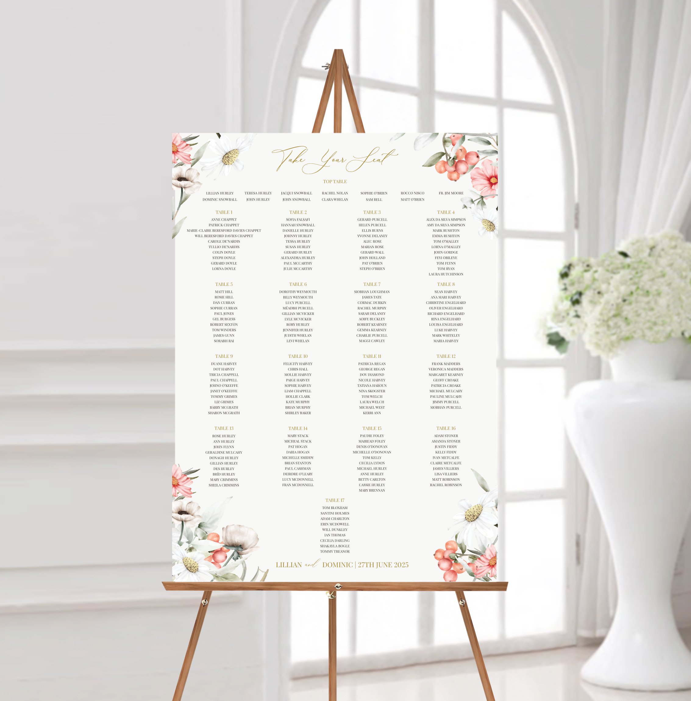 Lillian Wild Flowers Wedding Table Plan