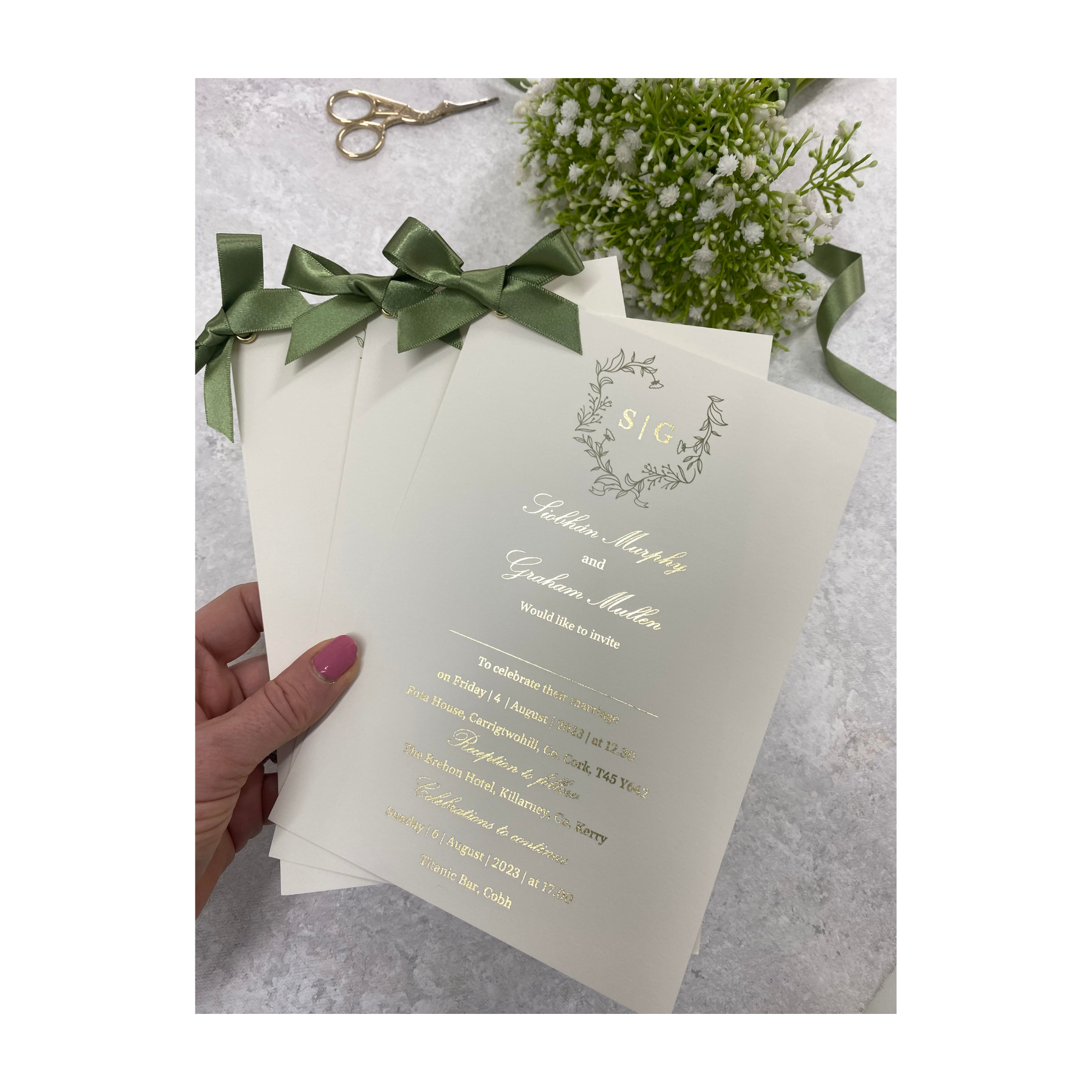 Siobhan Gold Foil Monogram Invitation Sample - €5.00 each