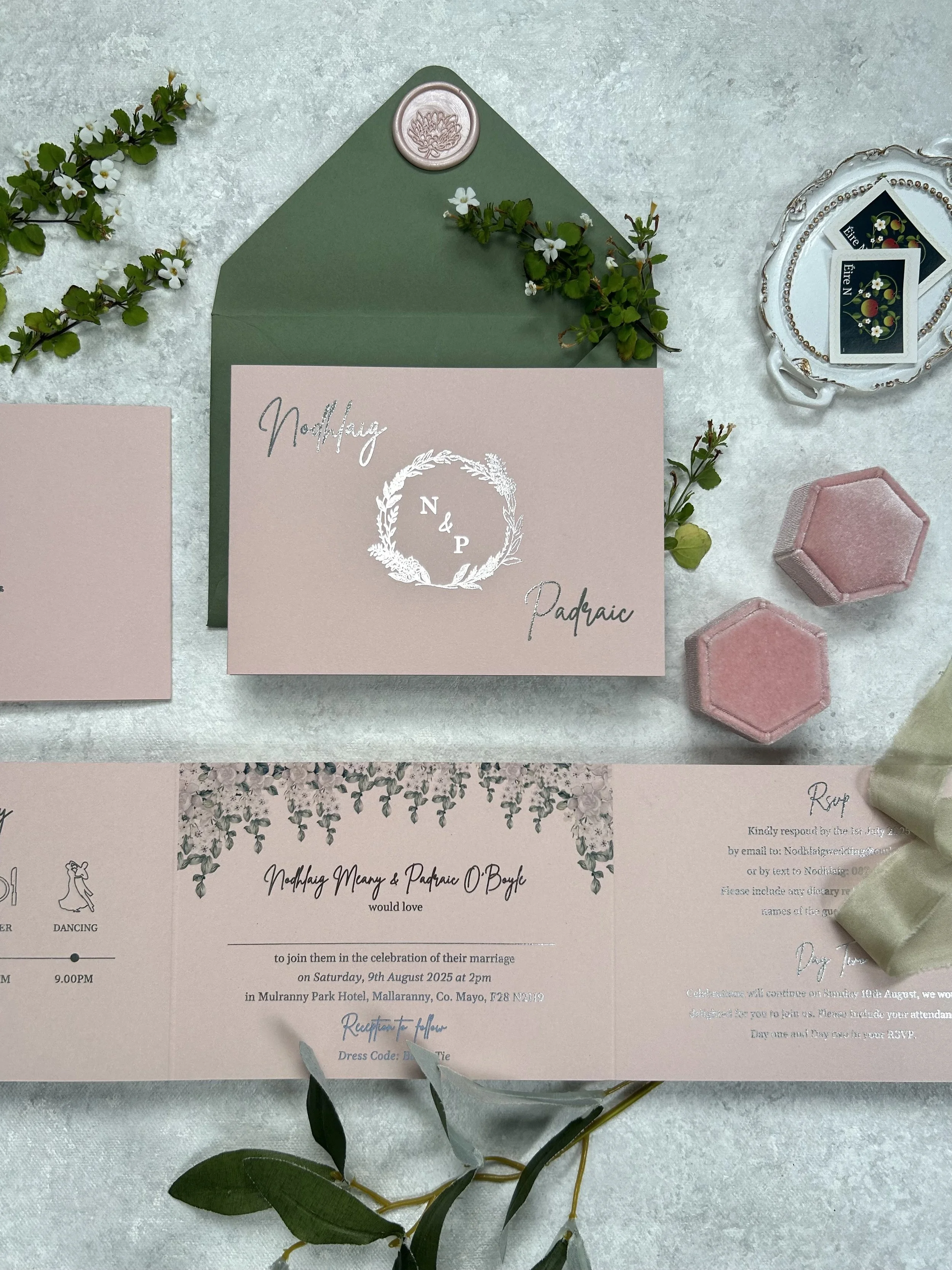 Nodhlaig Blush Wedding Invitation Sample