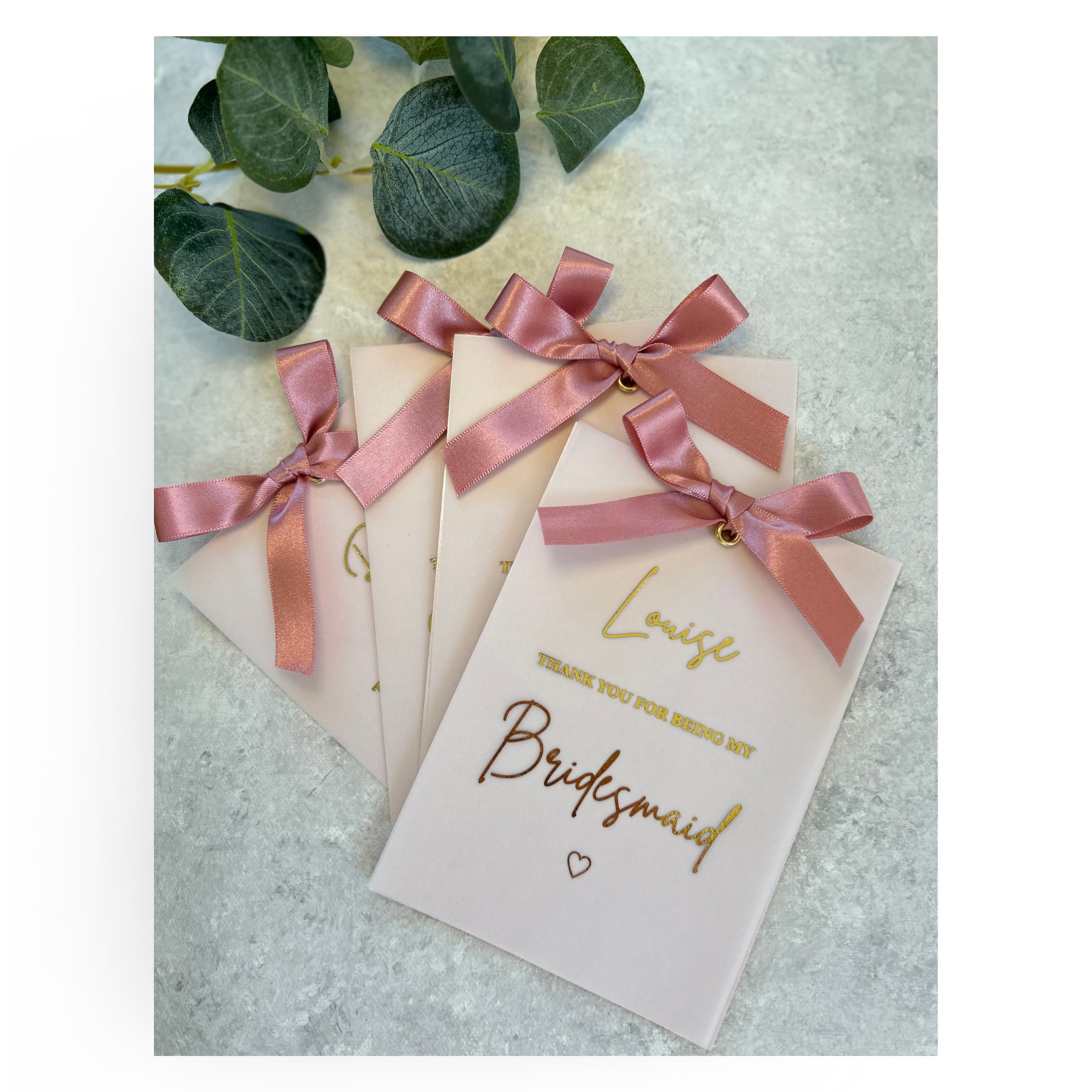 Meghan Personalised Delicate pink Bridesmaid Proposal/Thank you card