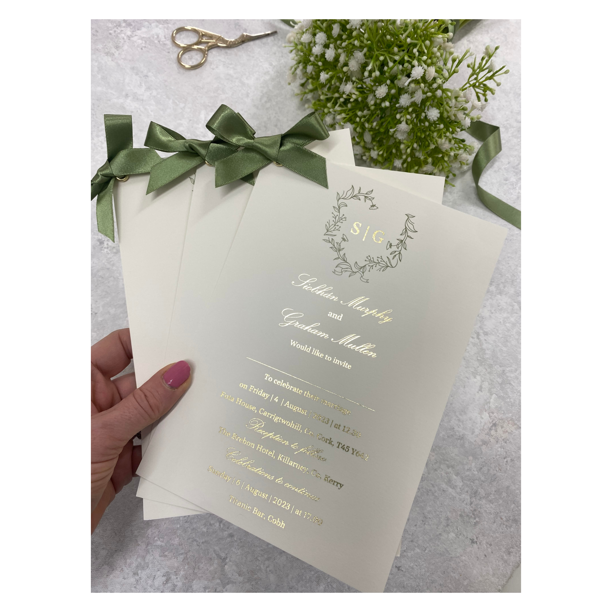 Siobhan Gold Foil Ivory Monogram Wedding Invitation