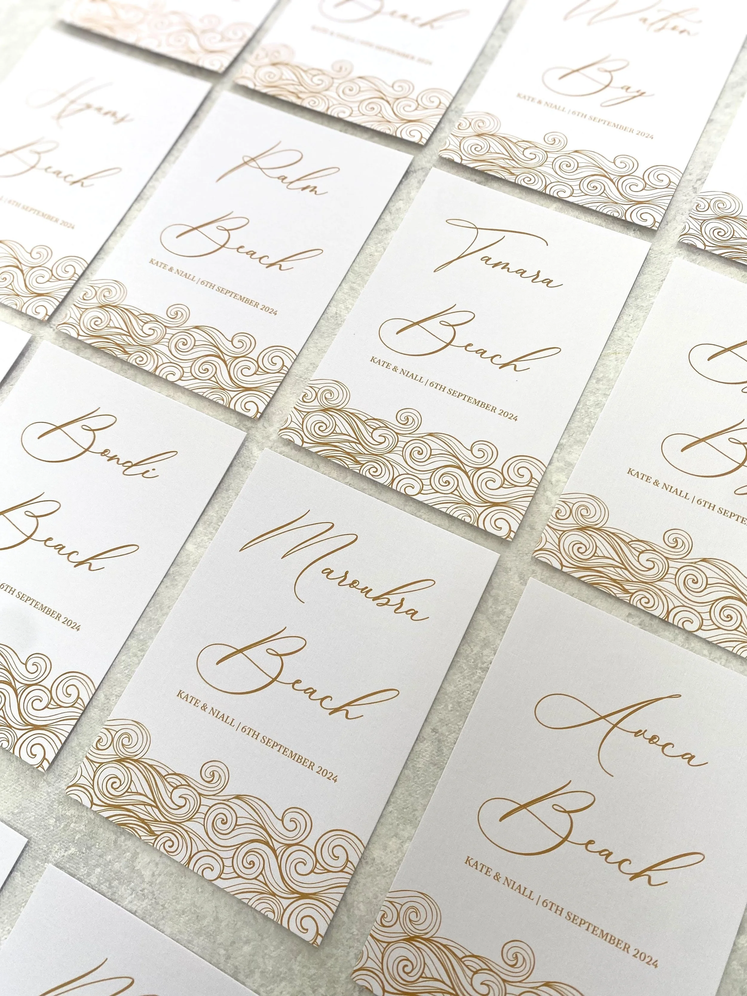 Gold Waves Table Numbers