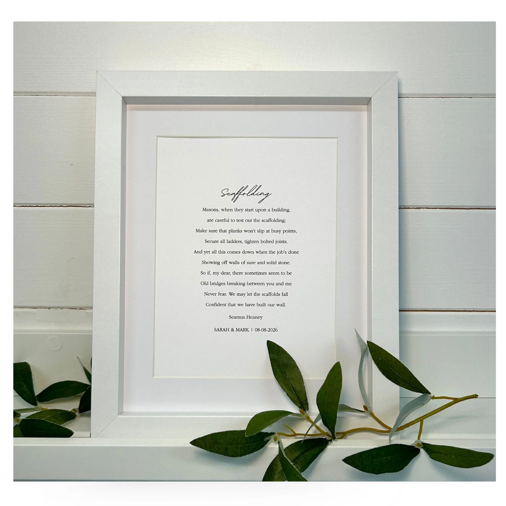 Scaffolding Print by Seamus Heaney - White Frame