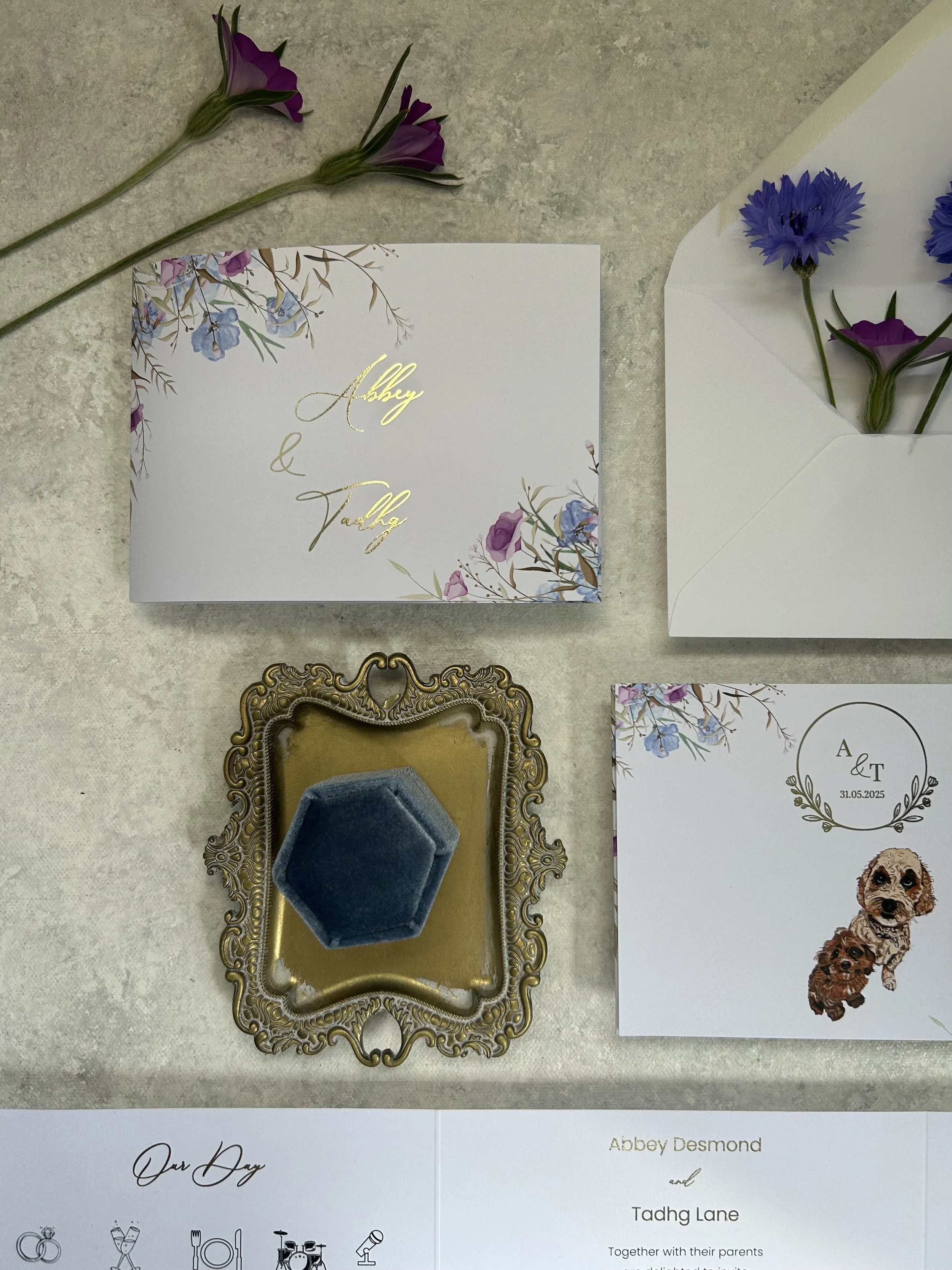 Abbey Wild Flowers Wedding Invitation Sample