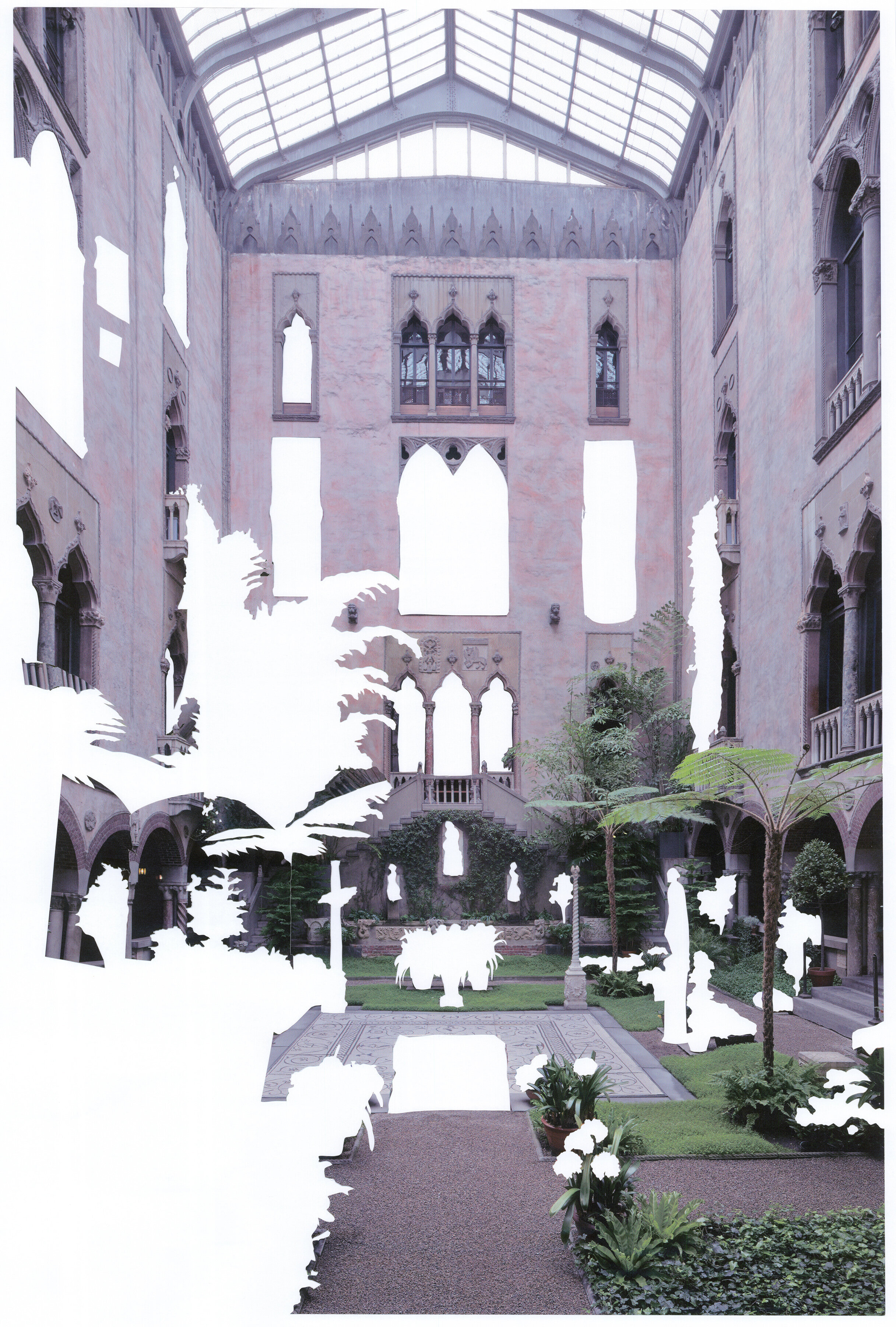  Elizabeth Alexander,  Rearranging the Gardner: Courtyard-Flower , hand cut inkjet print and glue 