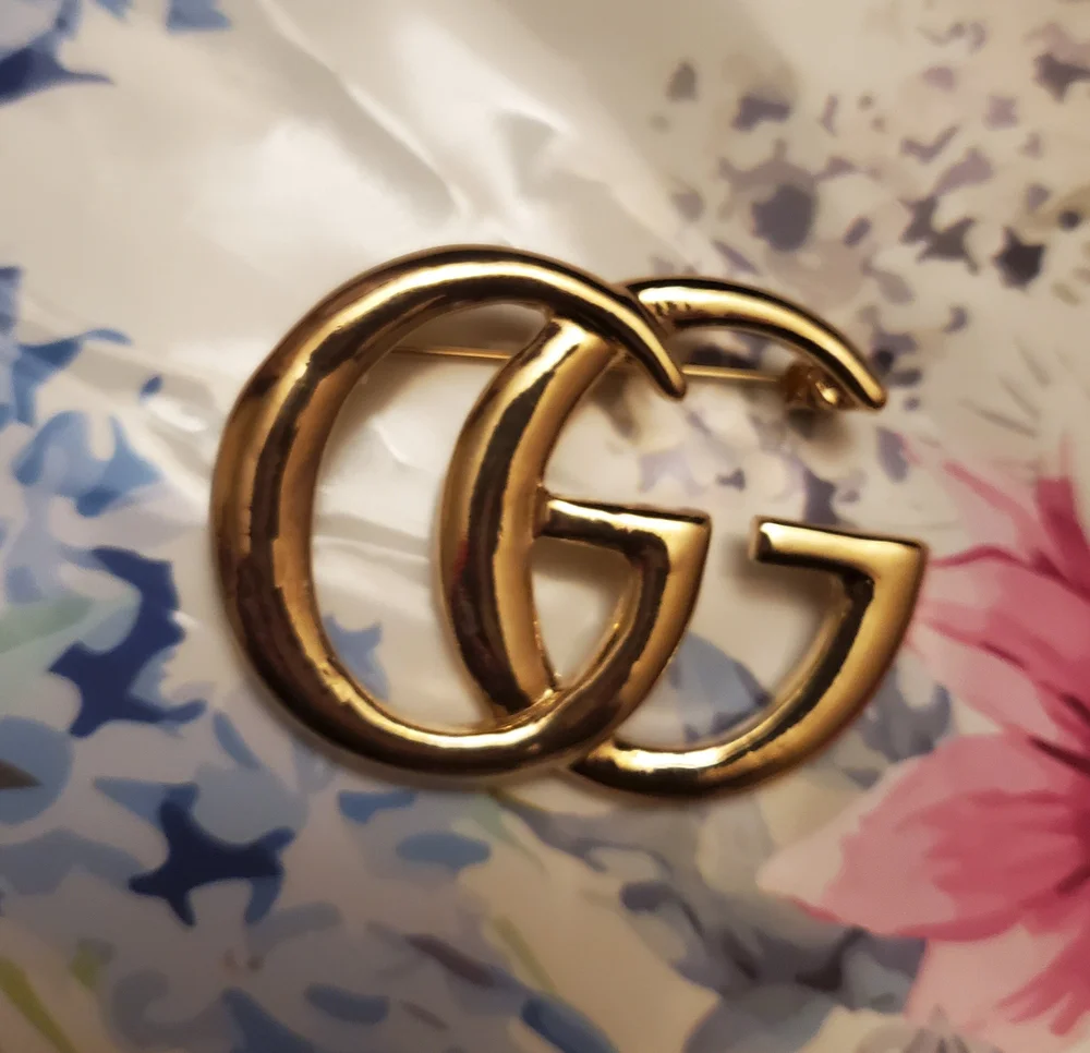 Crystal Gold GG Inspired Brooch — JoAndra's Fine Things