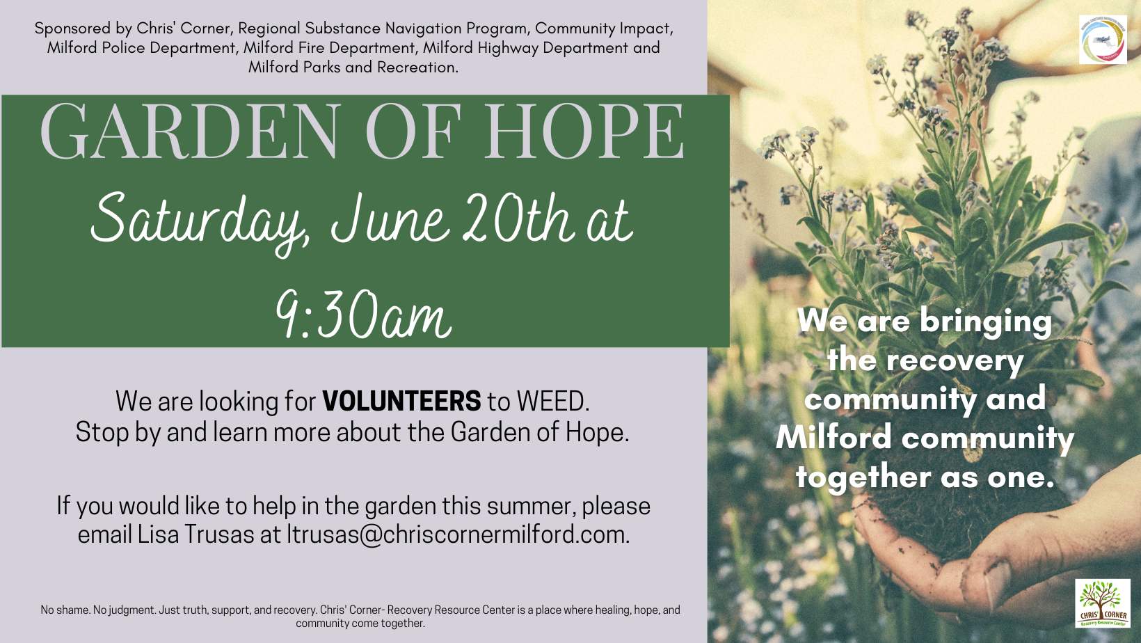 Garden of Hope - VOLUNTEERS NEEDED