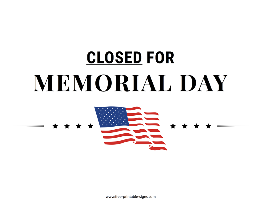 CLOSED - Memorial Day