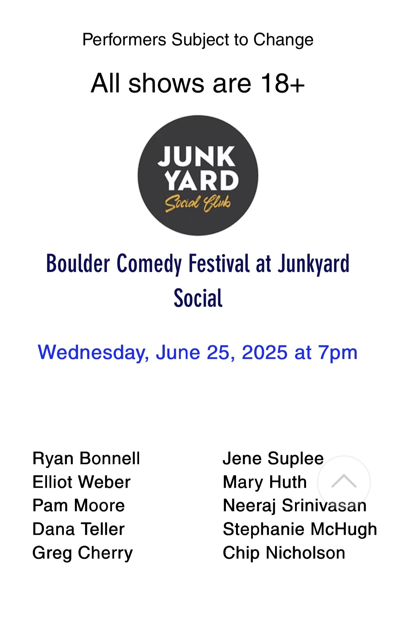 BOULDER COMEDY FESTIVAL @ JUNKYARD SOCIAL