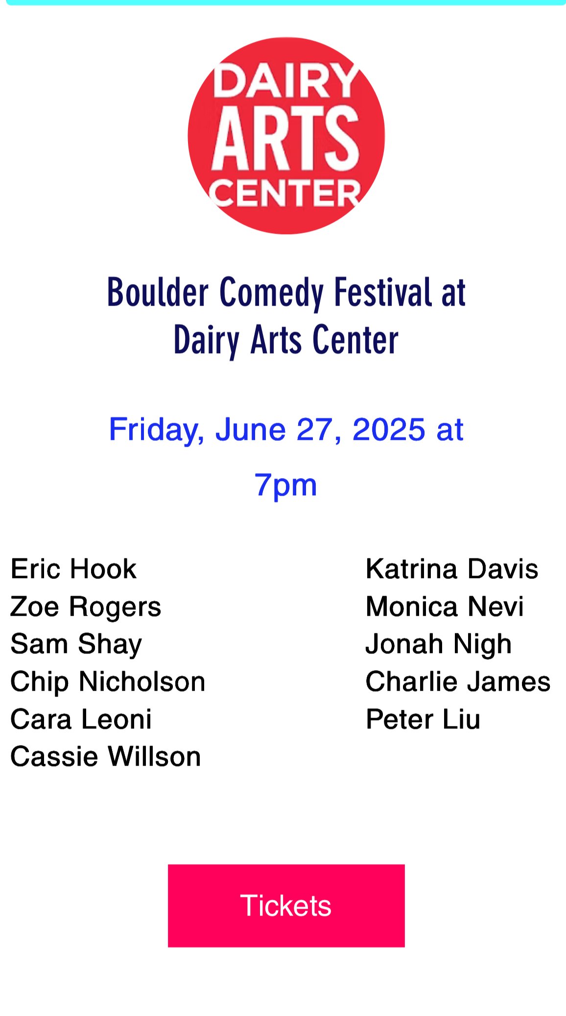 BOULDER COMEDY FESTIVAL @ DAIRY ARTS