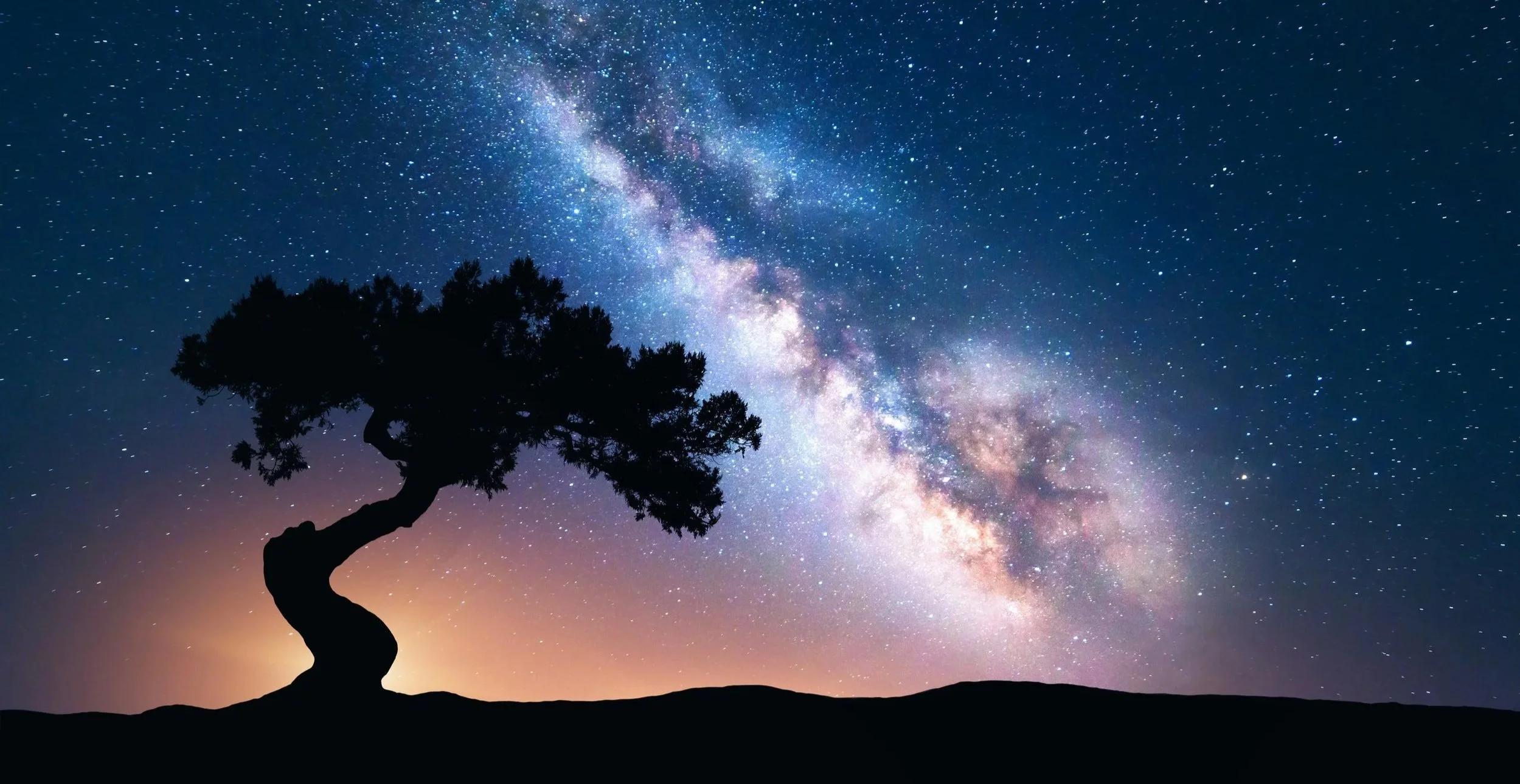 Lone tree silhouetting Milky Way...Learn about Taurus New Moon with Ro Marlen