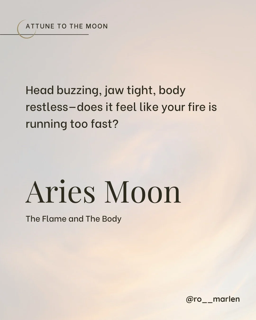 The Aries Moon sparks fire at the edge of summer&rsquo;s close.
Head buzzing, jaw tight, thoughts racing&mdash;this energy can feel like too much for tender systems.

But the season whispers: slow down.
Balance is coming. The descent is near.

This f