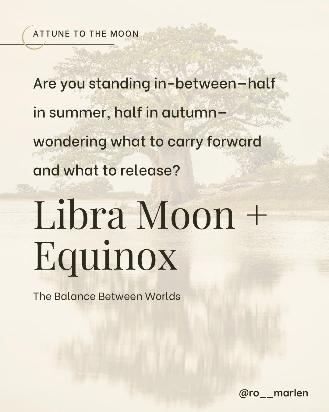 The Autumnal Equinox arrives as the Libra Moon rises&mdash;day and night meeting as equals.

This is the great inhale, the turning point.

A threshold moment when we carry summer&rsquo;s warmth into autumn&rsquo;s descent.

What do you want to bring 