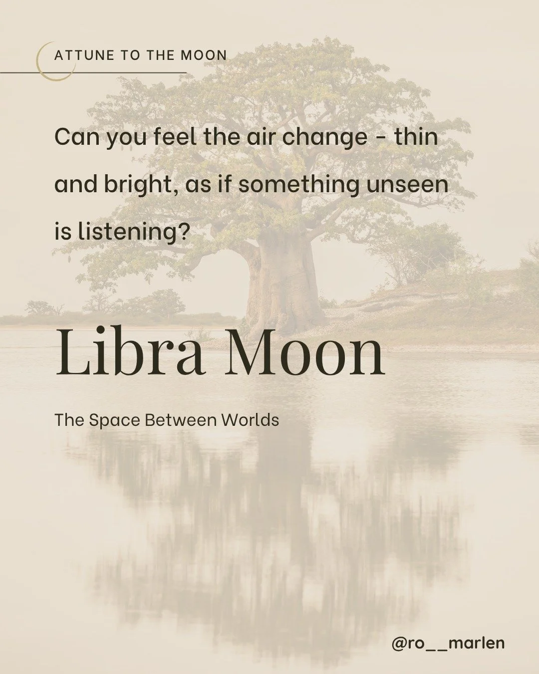 The Libra Moon opens a space between breaths where the seen and unseen lean close.

Day and night share the same horizon, each softening toward the other.

This is a moon of attunement. The ancestors move through the veil like wind through tall grass