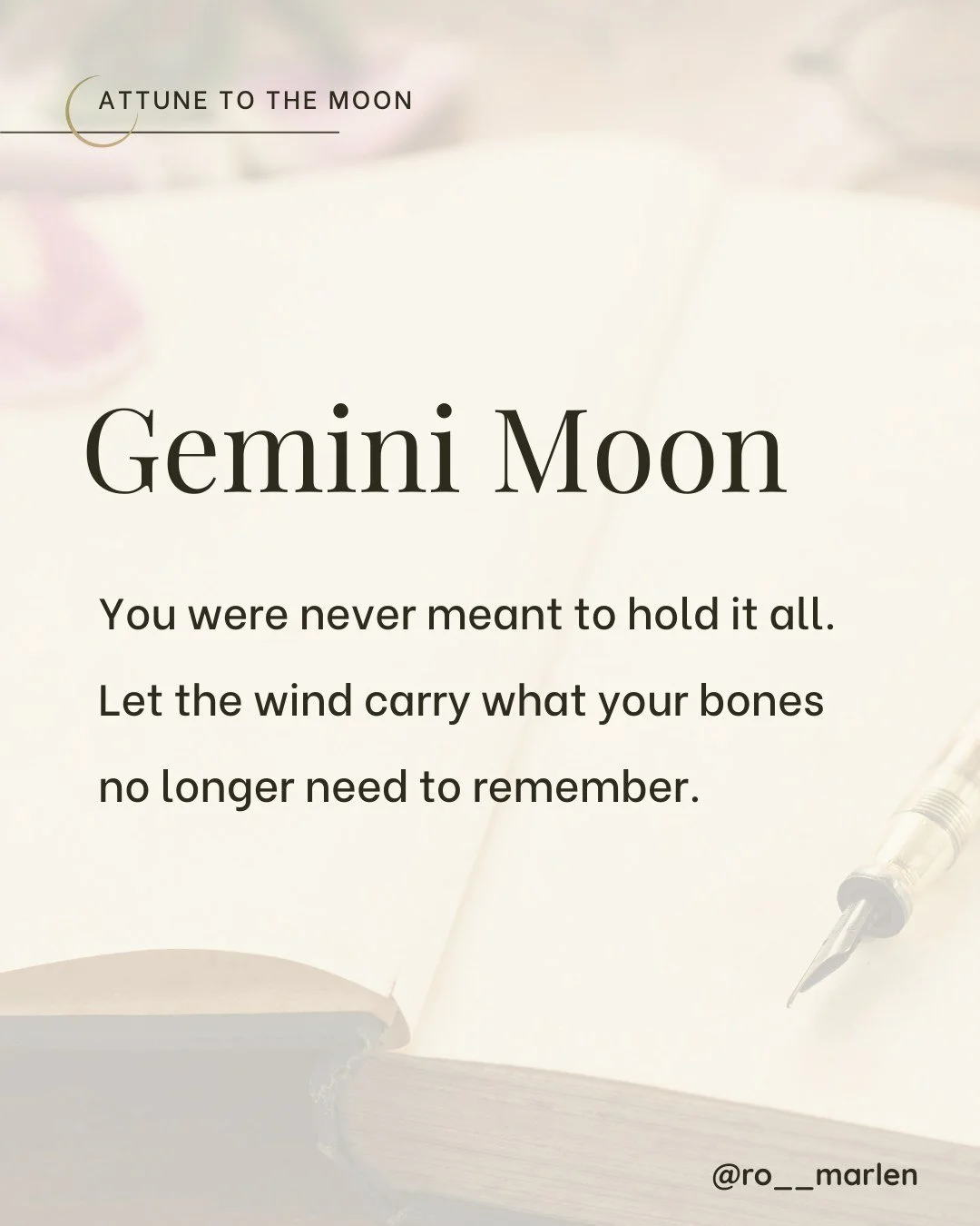 The Gemini Moon moves through the sky like a winter wind, swift, restless, full of questions.

She speaks through your shoulders, your upper chest, your breath, all those places that carry stories and strain.

Gemini rules the shoulders, and for many