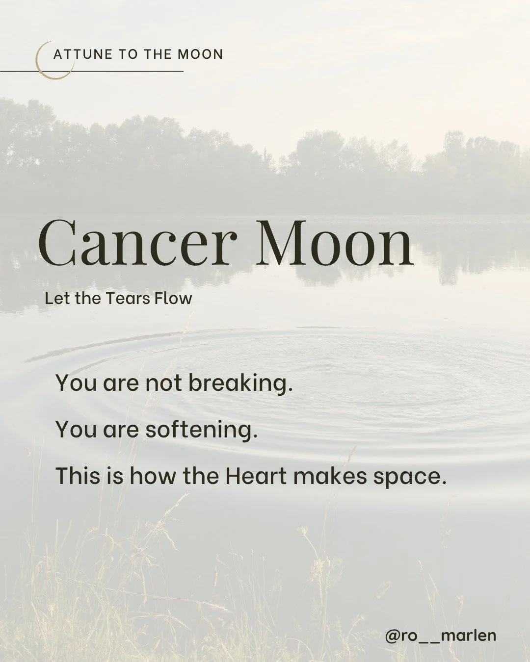 The Cancer Moon moves like a tide inside your chest.

She stirs the waters of breath and memory, the places where tenderness waits beneath the surface.

You might feel raw.

Quietly aching.

On the verge of tears for reasons you can&rsquo;t name.

Th