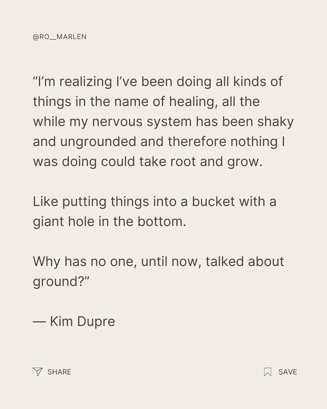 "Nothing gave me the grounded, lasting shift I found in Rewild Yourself. My sleep improved. I've gone from stuck and depleted to moving toward steady, soft, and creatively alive." &mdash; Kendra Sand

"The practices aren't exciting to 