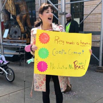 A happy protestor.