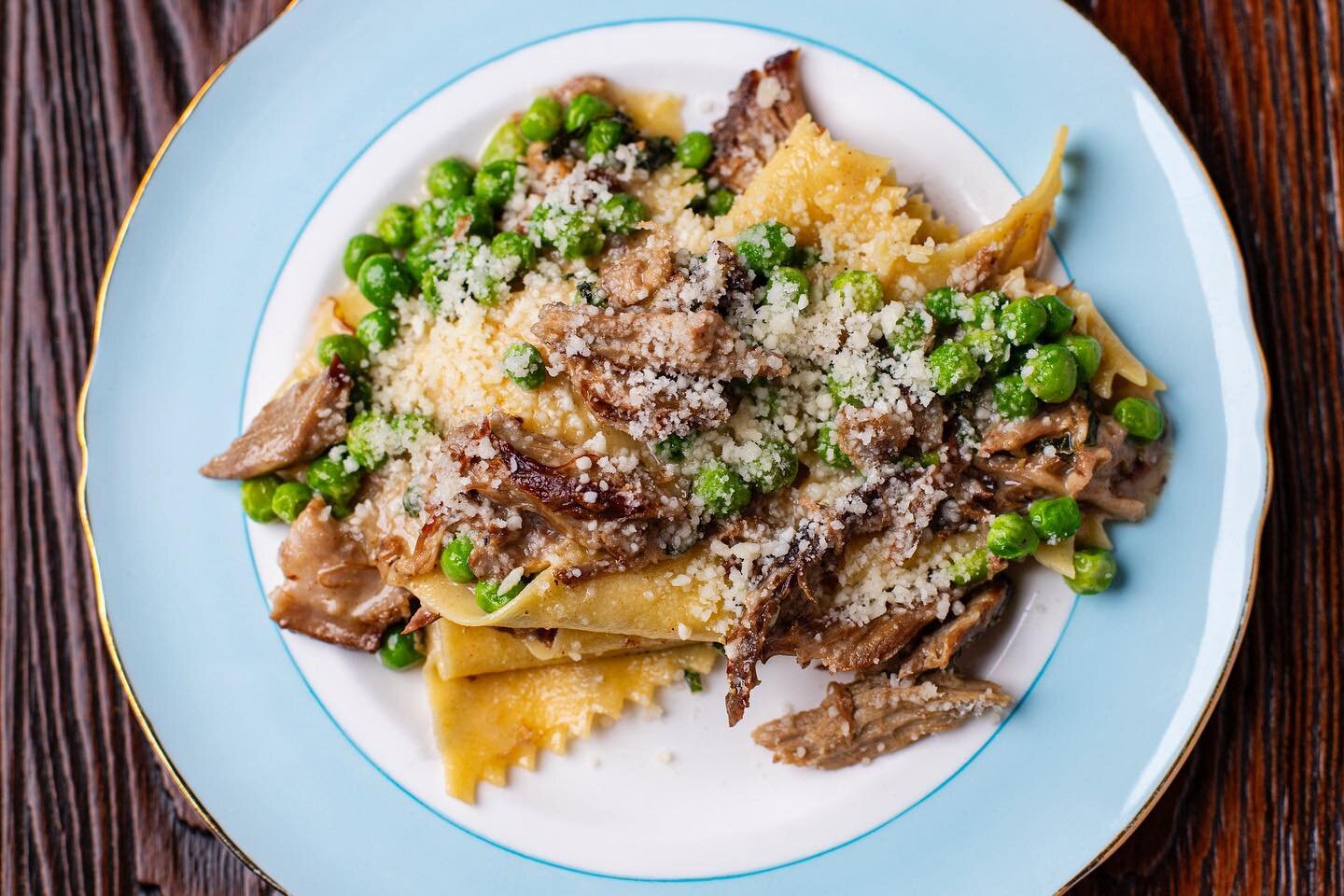 Have you tried our new Spring pasta dishes yet? This is our house made hand cut pasta, with roasted Lamb, Peas, Mint &amp; Pecorino. Available in both a small and large portion, it is perfect for sharing! Available on our dinner menu as well as @uber