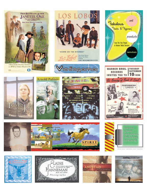 Compilation of artwork designed for various music and film projects