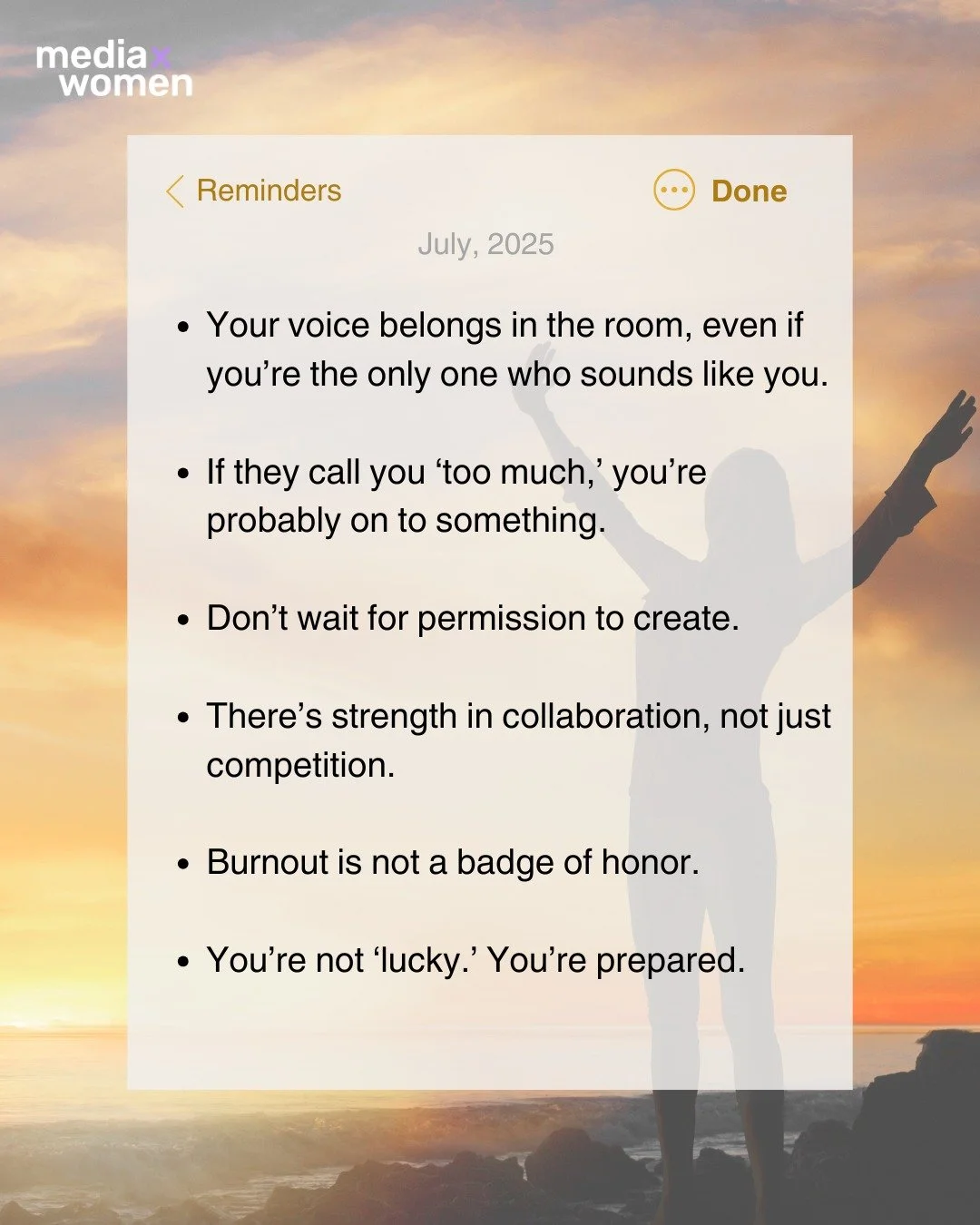 Consider this your July reminder 💡

Your voice matters. Your ideas are valid. And you don&rsquo;t need to shrink to fit into rooms you&rsquo;re meant to take up space in.

We made this list for our younger selves, and maybe for you too.

✨ Which rem
