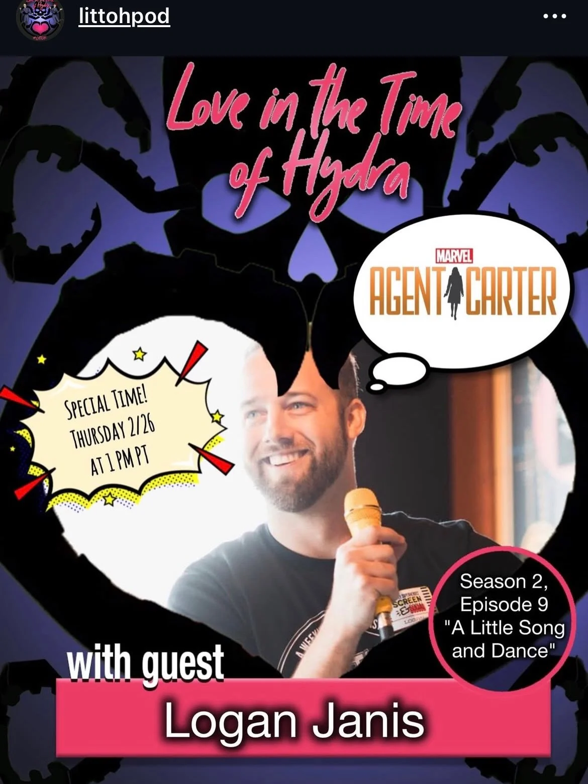 Here are 3 FUN facts about @littohpod:

1. They rewatch and discuss every episode of #AgentsOfShield on its 10th anniversary (don&rsquo;t you DARE spoil Tony) and currently they&rsquo;re doing Agent Carter on @patreon 

2. I (@logan_janis host of @mo