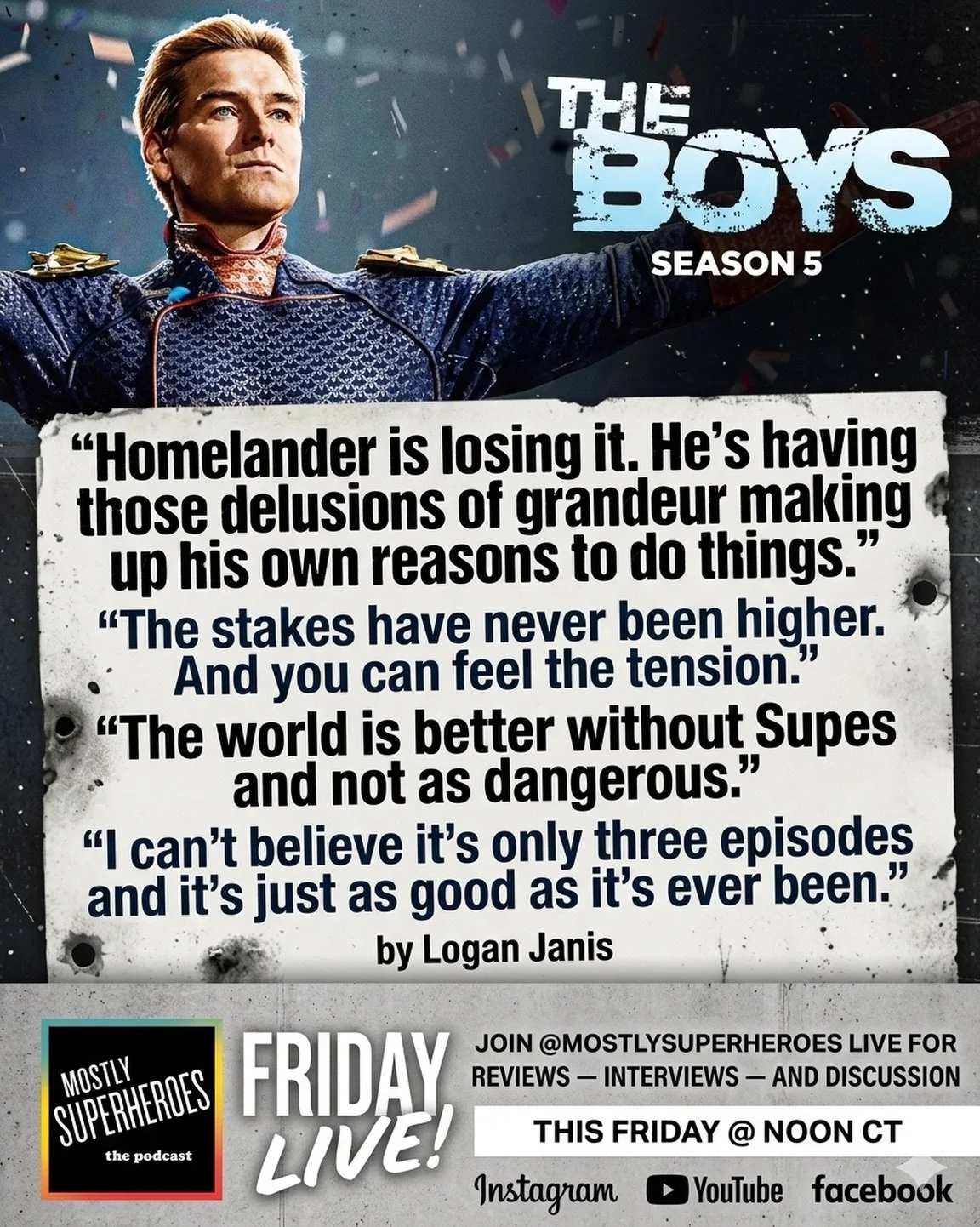 Just a few thoughts on @theboystv season 5 episode 3 from @logan_janis on the recent @mostlysuperheroes podcast. Go hear the rest. Subscribe today at mostlysuperheroes.com

Drop your comments 👇

What are your thoughts on @theboystv on @primevideo? #