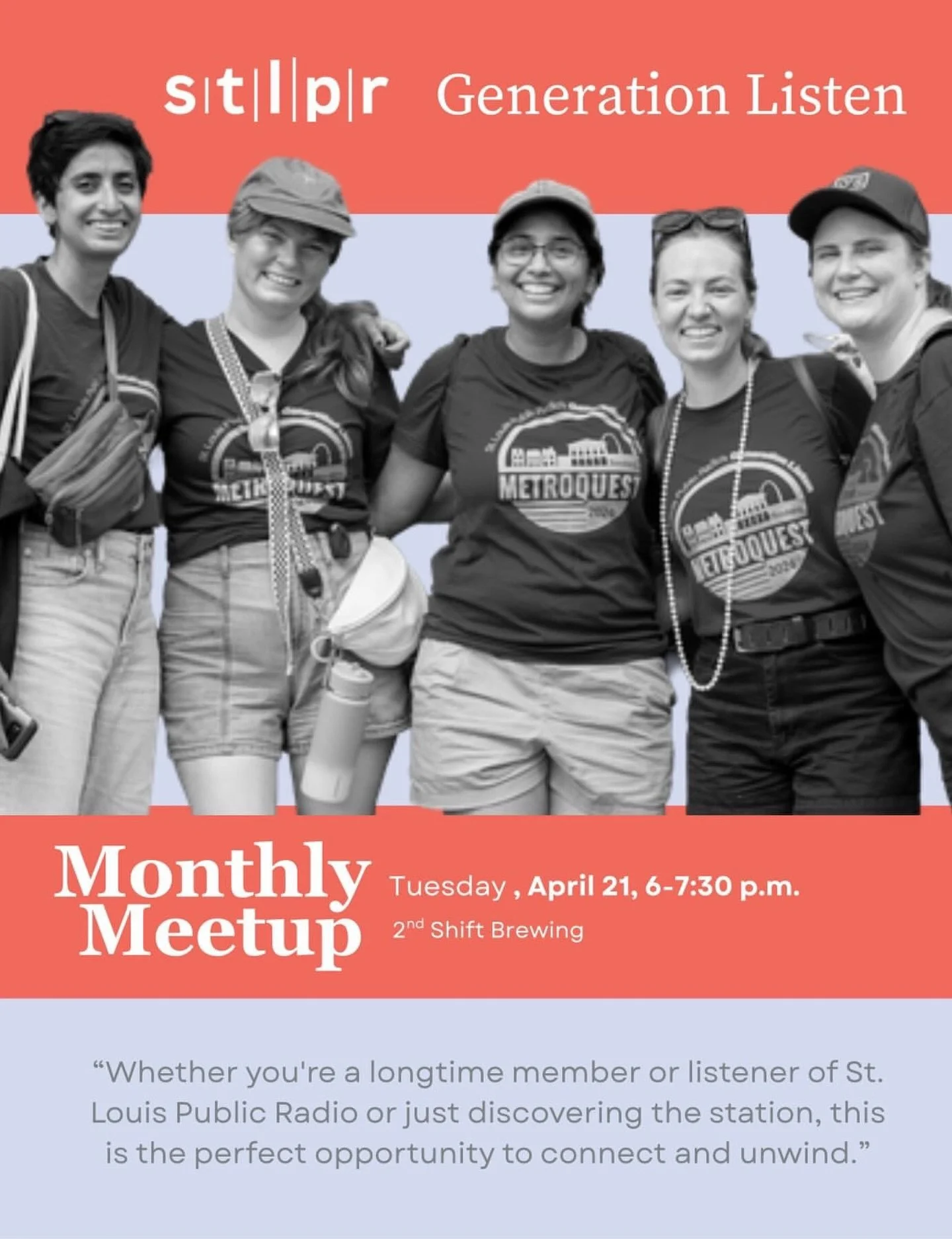 See you there!

Get @reshare_app &bull; @genlistenstl Join us Tuesday, 4/21 for our April Monthly Meetup for public radio supporters. This month we&rsquo;ll open up discussion for a spring news roundup where we&rsquo;ll talk about all of the interest