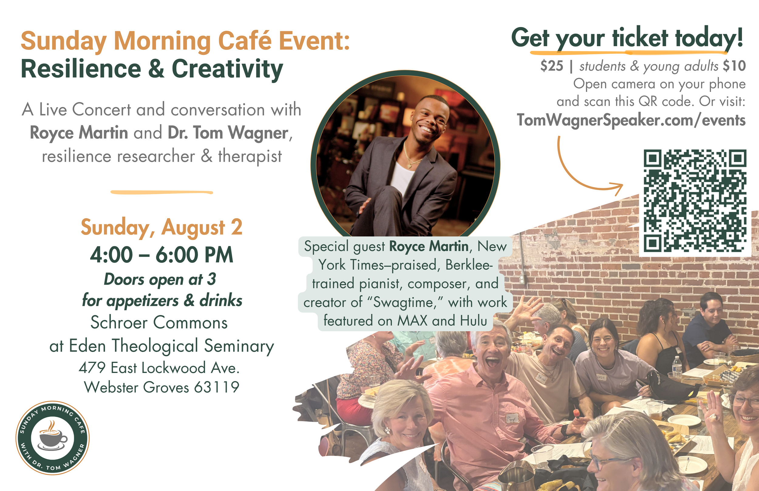 Sunday Morning Café Presents Resilience &amp; Creativity: Featuring Music Innovator Royce Martin and Dr. Tom Wagner