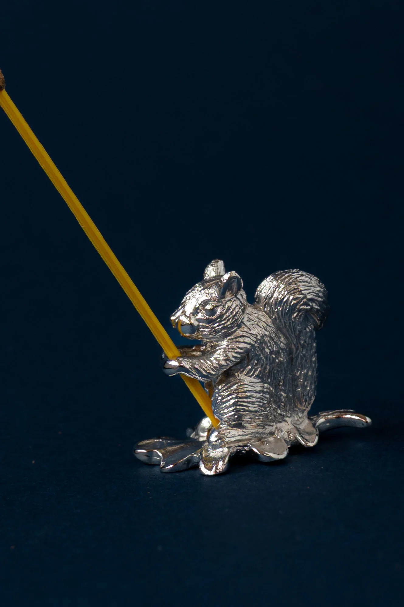 Silver squirrel incense burner