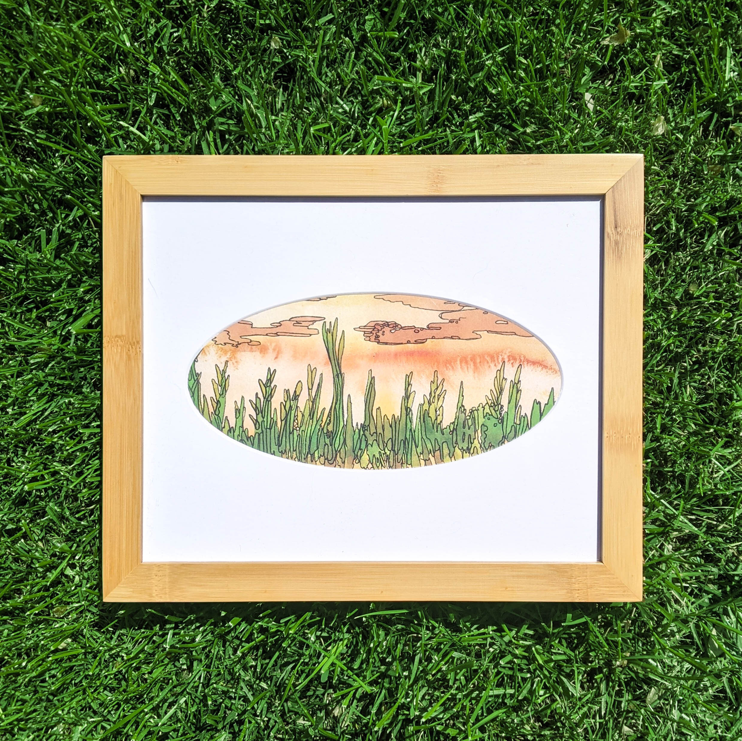 Oval-Matted "Desert Asparagus" Print