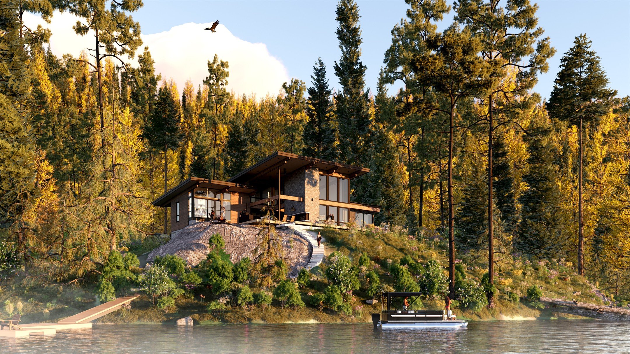 Nothing beats a crisp fall morning on the lake; Tamaracks aglow and fog burning off. 

Sacheen Cabin is nearly finished (photos coming in the near future) - it has been a blast watching the construction all summer on this amazing home. A mix of moder