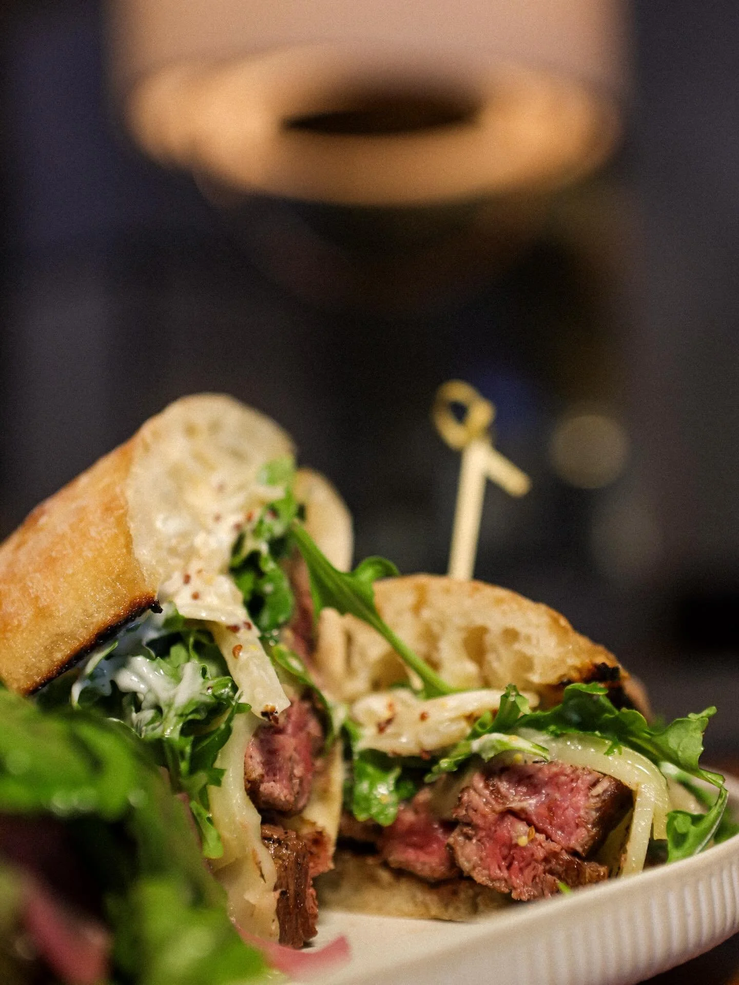 POV: You&rsquo;re the social media manager and this is your &ldquo;content research.&rdquo;

Filet Mignon Tip Sandwich.
&bull; Smoked Cheddar, Mustard Onions, Baby Arugula, Horseradish Sauce, Ciabatta Bun.

For content purposes, I&rsquo;ll confirm if