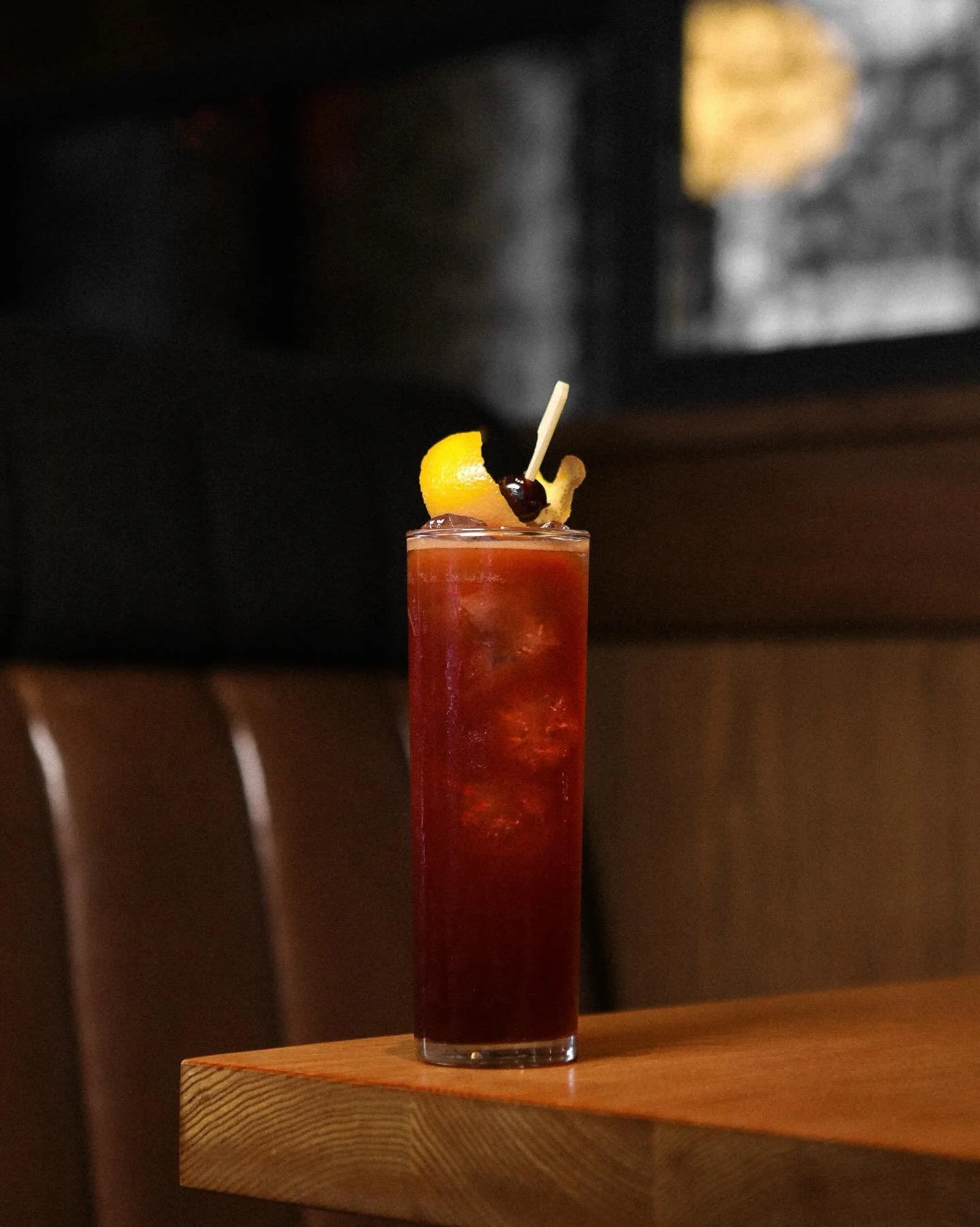 Cherry Bark Tonic 🍒 

Cherry Bark Dark Rum, Kronan Swedish Punch, Creole Rhum Clement, Grapefruit Shrub, Honey Simple, Allspice Dram, Lemon, Tonic, Angostura Bitters.