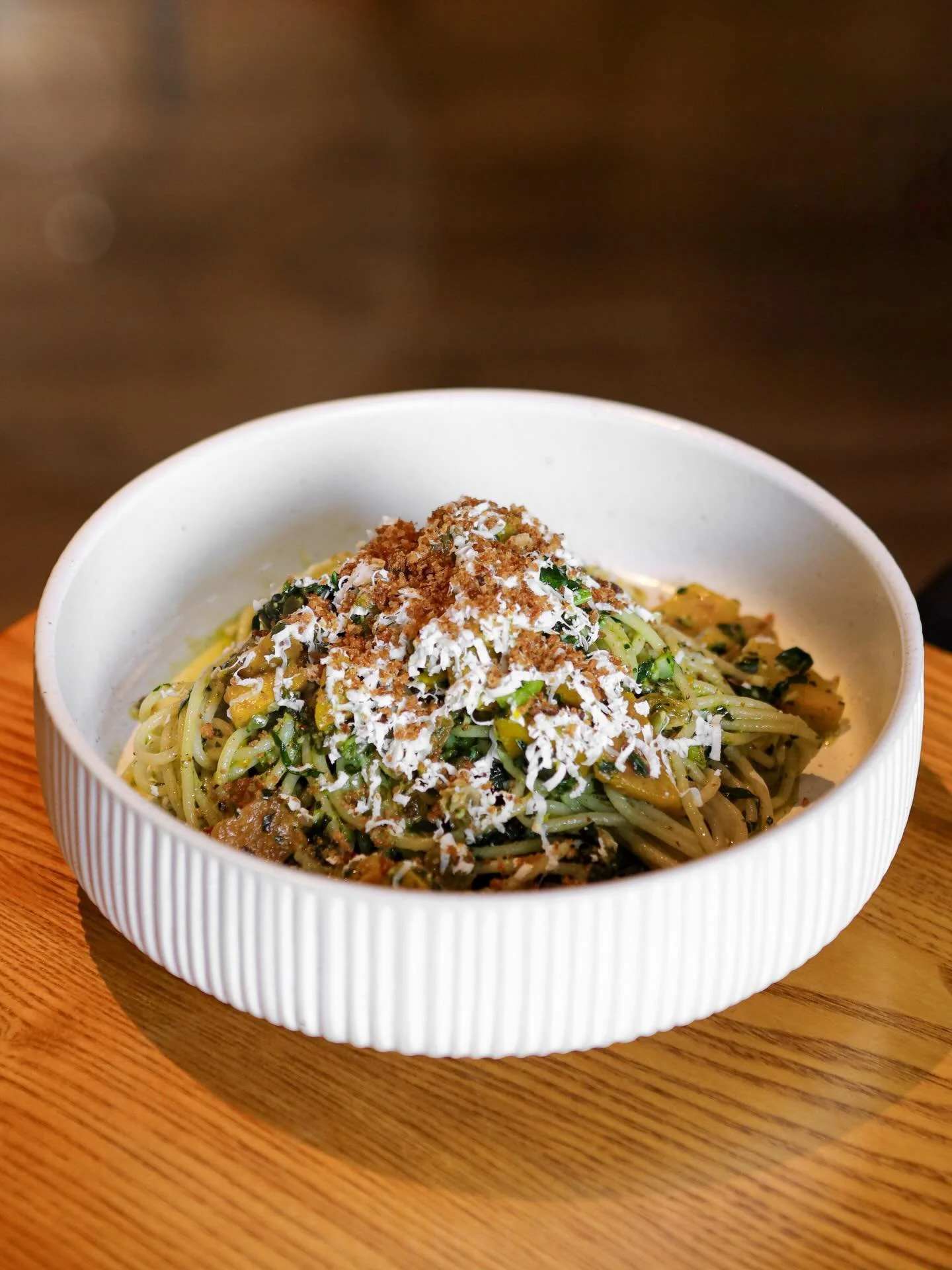 Roasted Butternut Squash &amp; Tuscan Kale Spaghetti. 

Kale &amp; Pumpkin Seed Pesto, Golden Raisins, Lemon Zest, Ricotta Salata

Available on the lunch &amp; dinner menu!