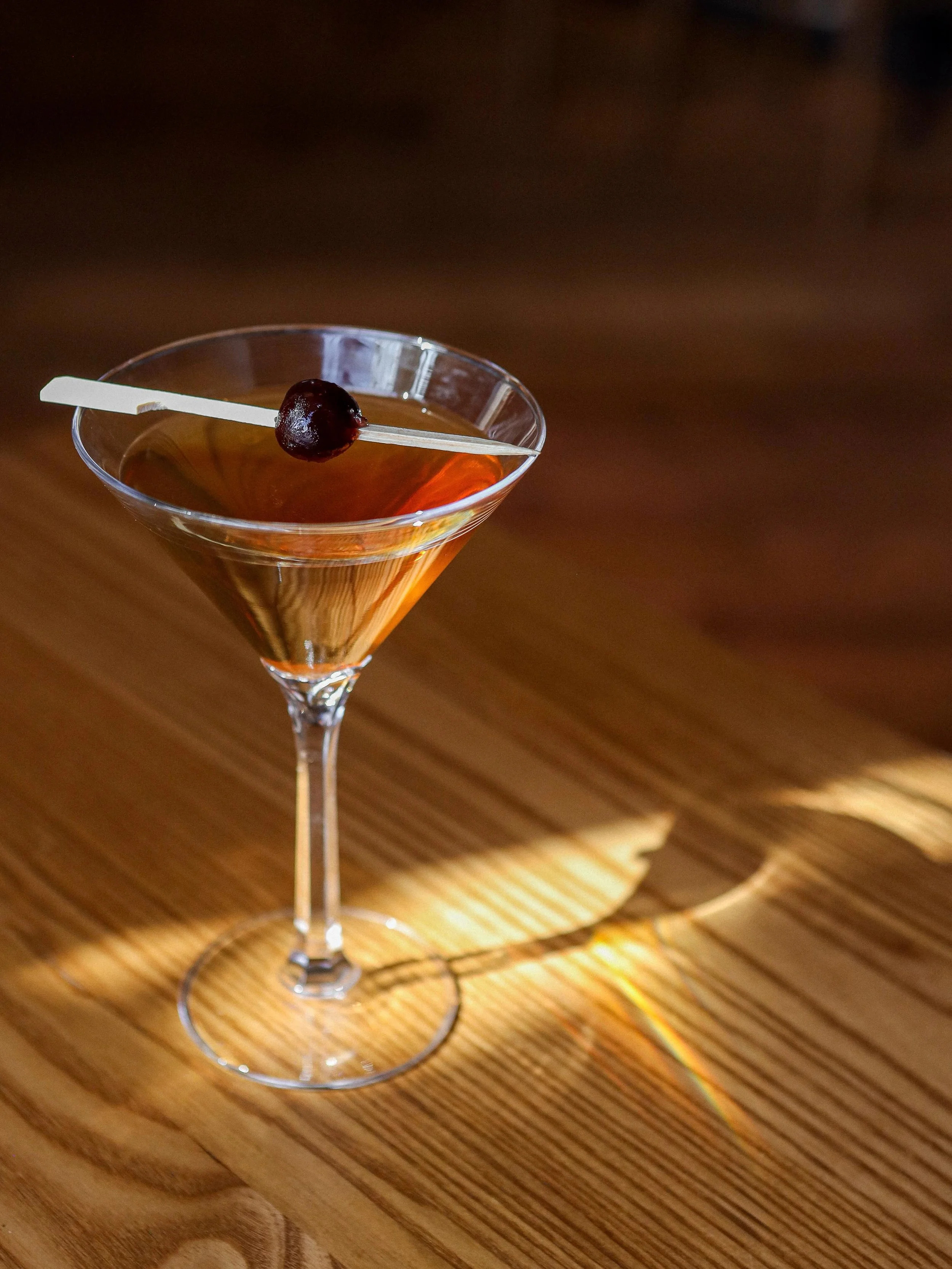The Sesame Standard 🍒

Sesame Oil Washed Private Barrel Elijah Craig Bourbon, Carpano Antica Sweet Vermouth, Dolin Dry Vermouth, Walnut Bitters, Miso Brined Luxardo Cherries.