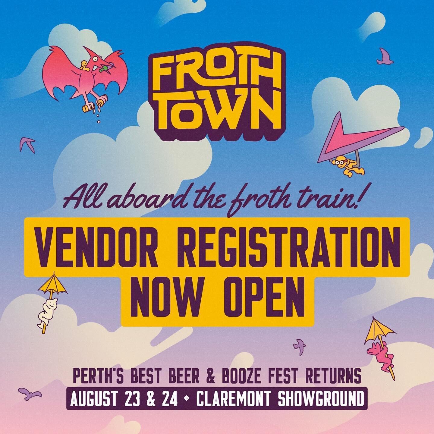 🍻 Froth Town Beer &amp; Booze Festival is back, and vendor registrations are officially OPEN! 🎉 

Secure your spot now to showcase your craft to thousands of eager &amp; thirsty customers.
Don&rsquo;t miss this opportunity with limited spots now av