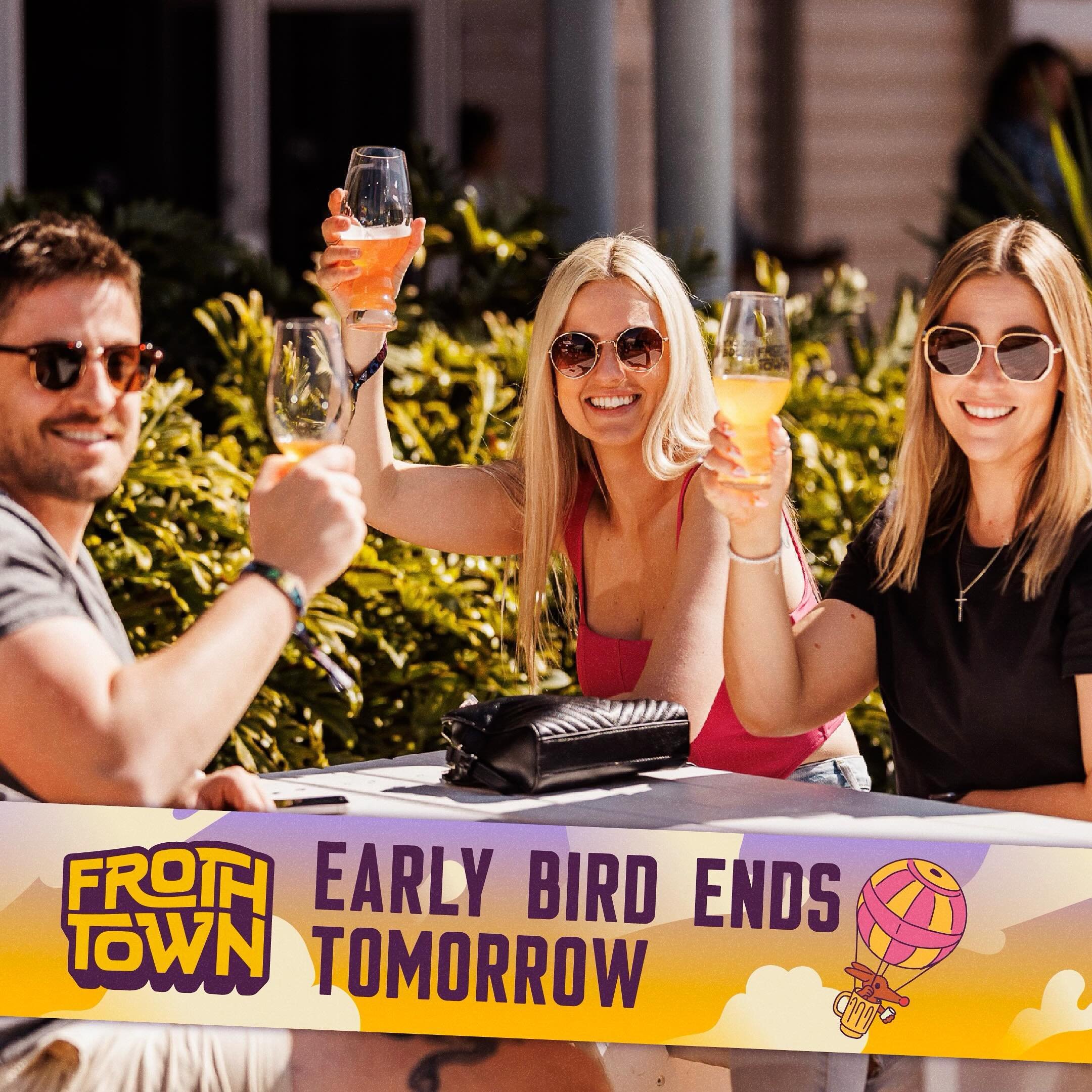 ⏰🍻 Last call for savings! 🎟️ Tomorrow at midnight marks the end of early bird ticket pricing for the Froth Town Beer and Booze Festival &ndash; your chance to snag the CHEAPEST tickets to the event! 

Don&rsquo;t miss out on this incredible deal &n