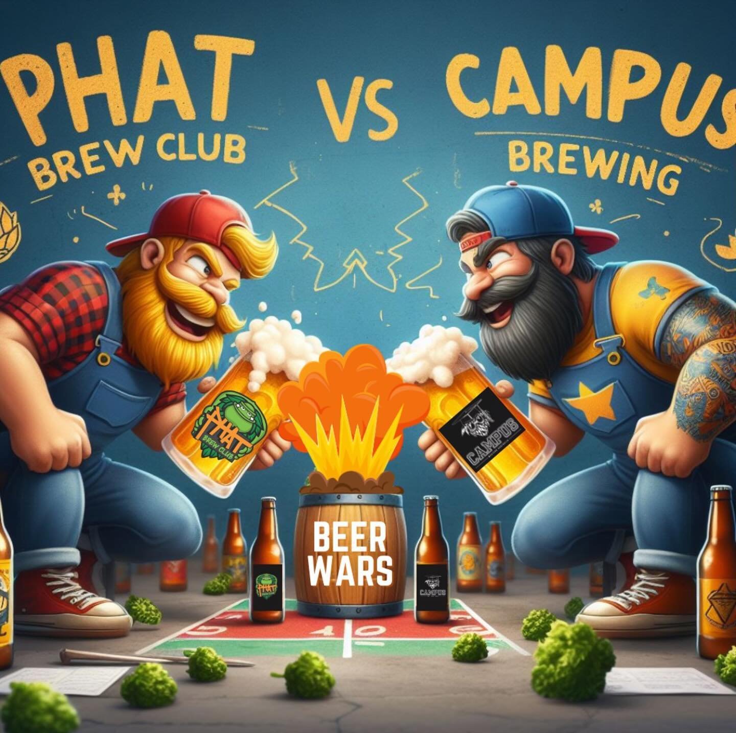 @phatbrewclub vs @campusbrewingwa 
Who brews a better beer? 🍻 
Only one way to settle this score. Both breweries are going head to head in the ultimate Beer War, each brewing a new beer &amp; letting the fine people of Froth Town decide. 👯
THIS FRI