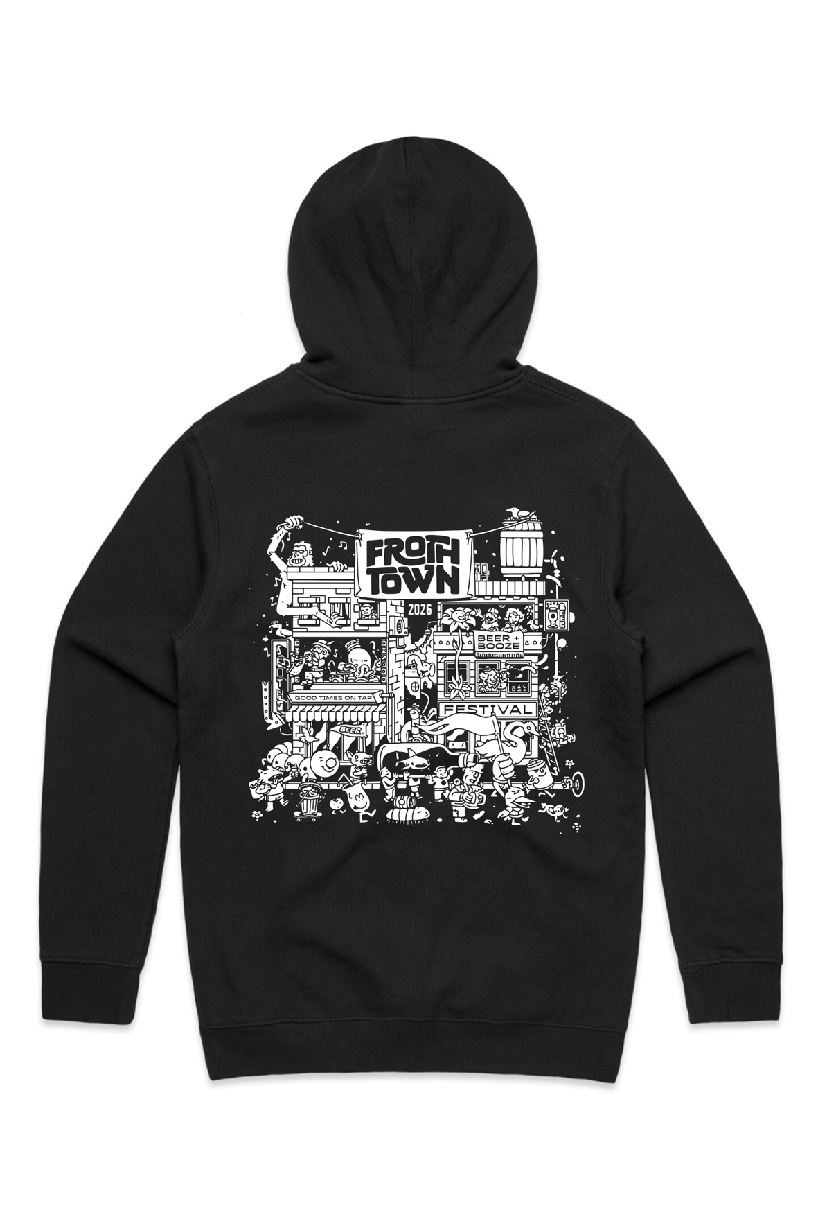 FROTH TOWN 2026 BLACK STENCIL HOOD_Back.png