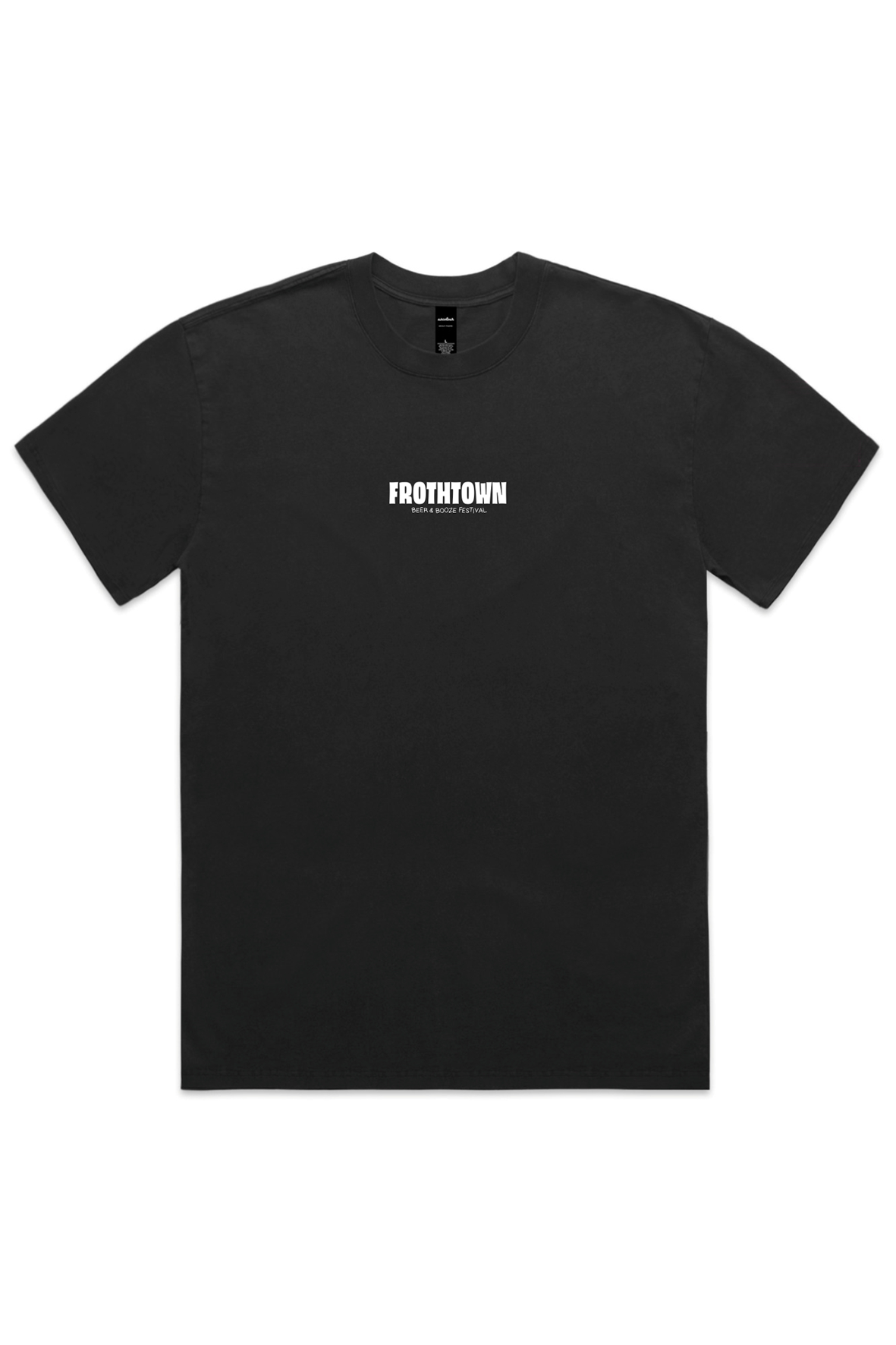 FROTH TOWN 2026 FADED BLACK HEAVY TEE_Front.png