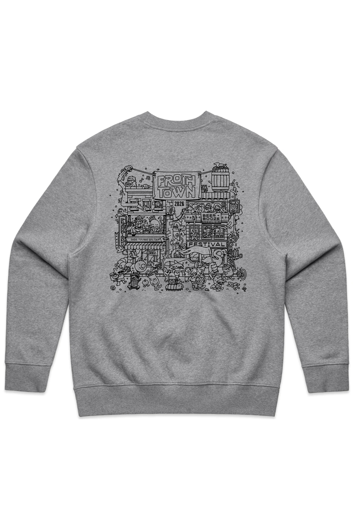 FROTH TOWN 2026 GREY MARLE STENCIL HALF ZIP_Back.png