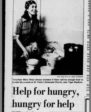 &quot;Help for hungry, hungry for help&quot; by Stephen Franklin. Printed Monday, October 19, 1981 by Detroit Free Press.⁠
⁠
Here's an excerpt:⁠
⁠
&quot;As soon as the center manages to stock its cupboard, the demand cleans it out, said Liz Haskell, 