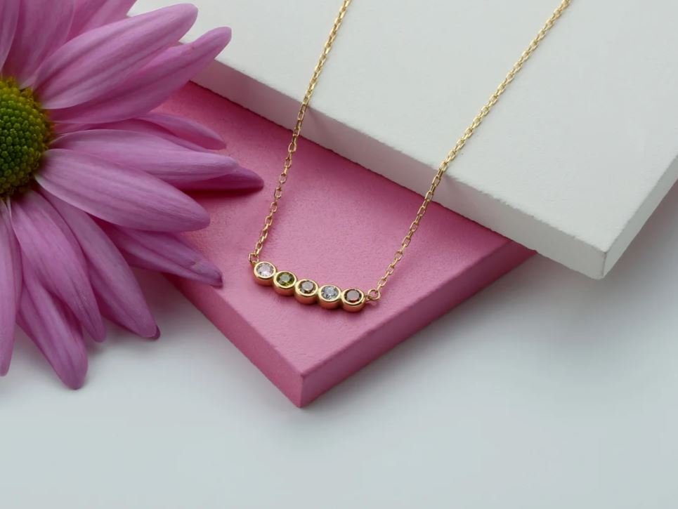 14k Solid Gold Birthstone Amulet Necklace by LApersonalized