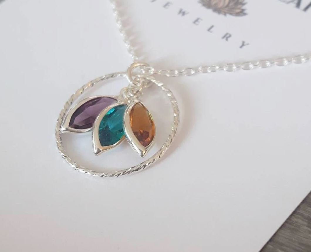 925 Sterling Silver Amulet Birthstone Necklace by Mercedes Lane Jewelry