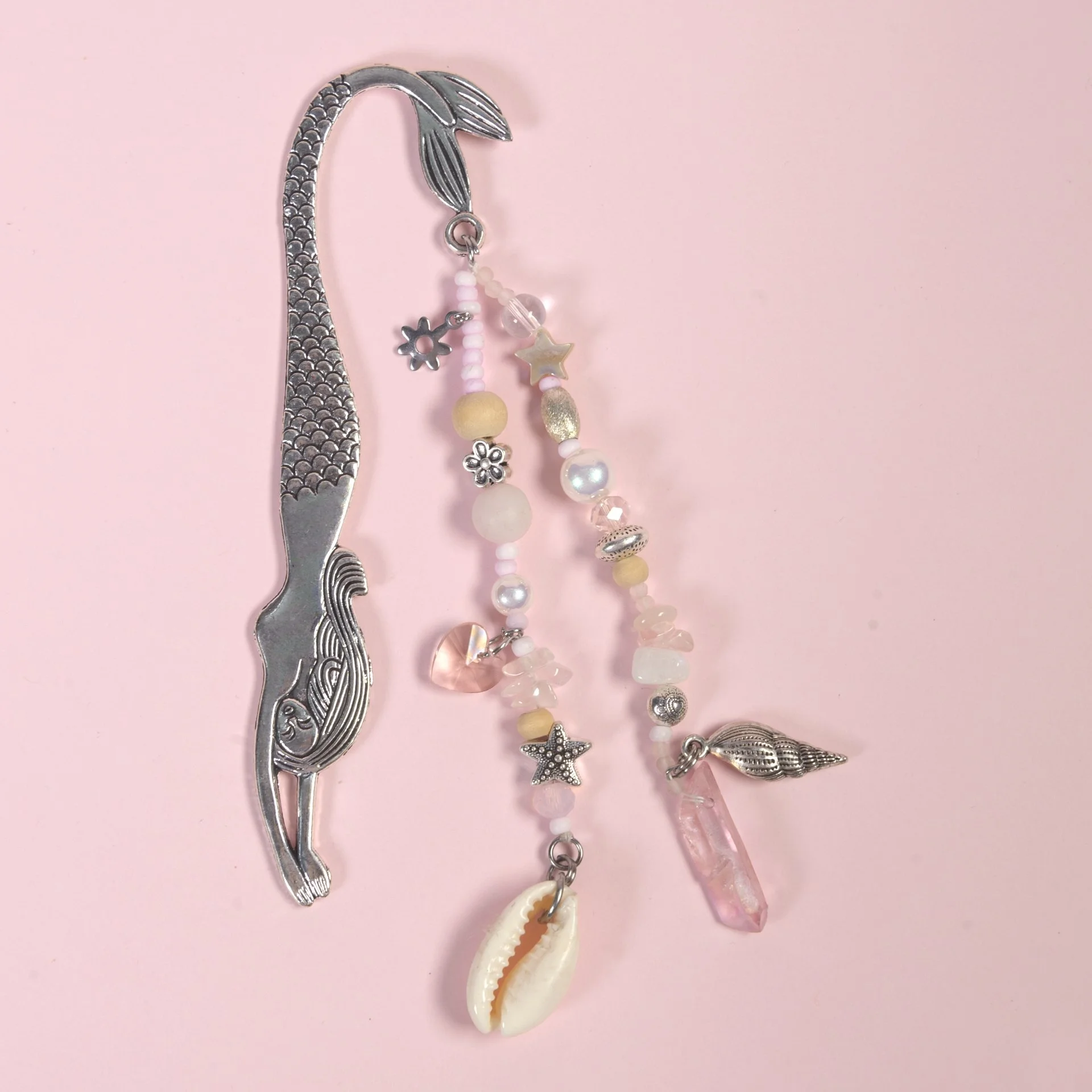 Magical mermaid crystal bookmark - nature inspired art - pink - crystal - bookmark-100.JPG
