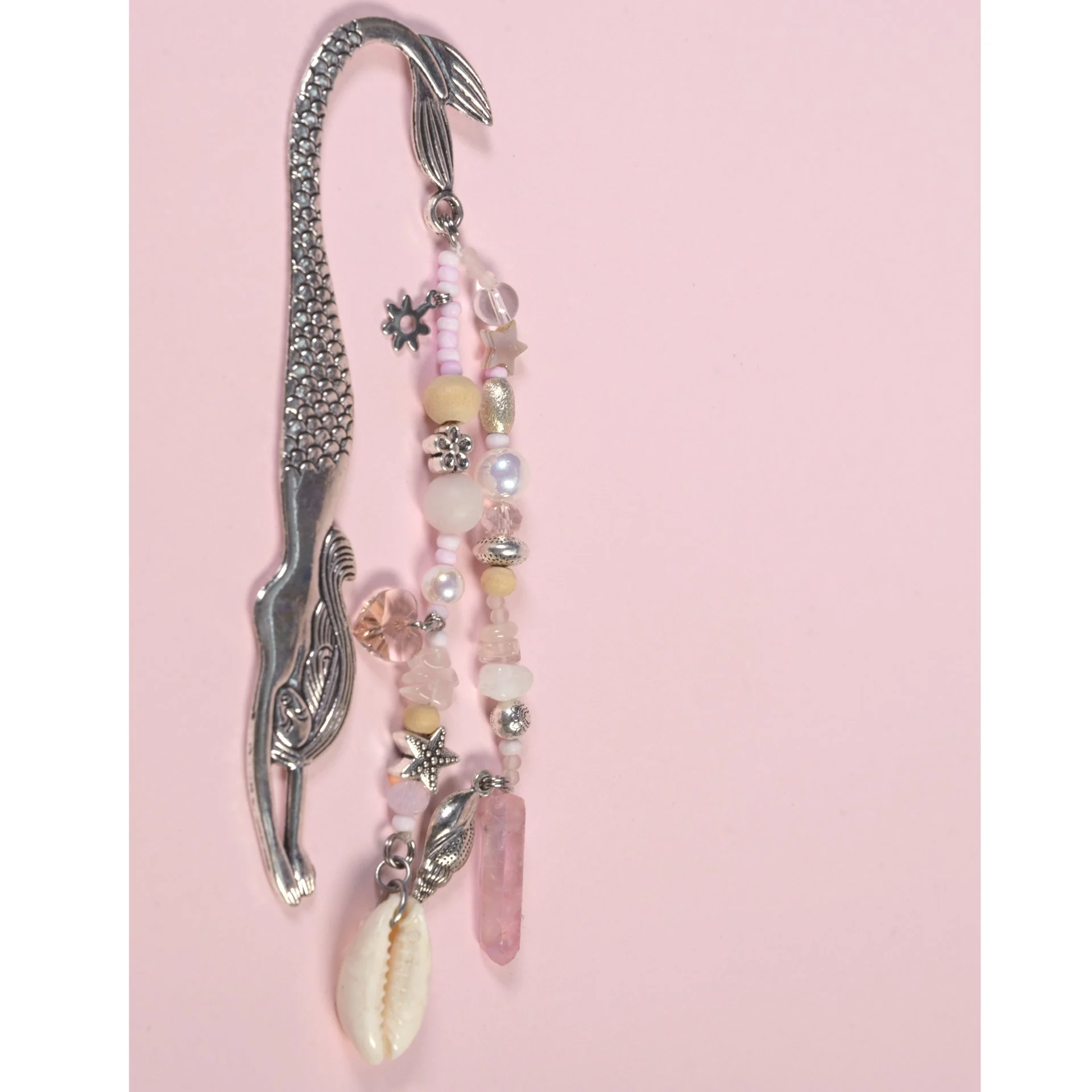 Magical mermaid crystal bookmark - nature inspired art - pink - crystal - bookmark-102.JPG