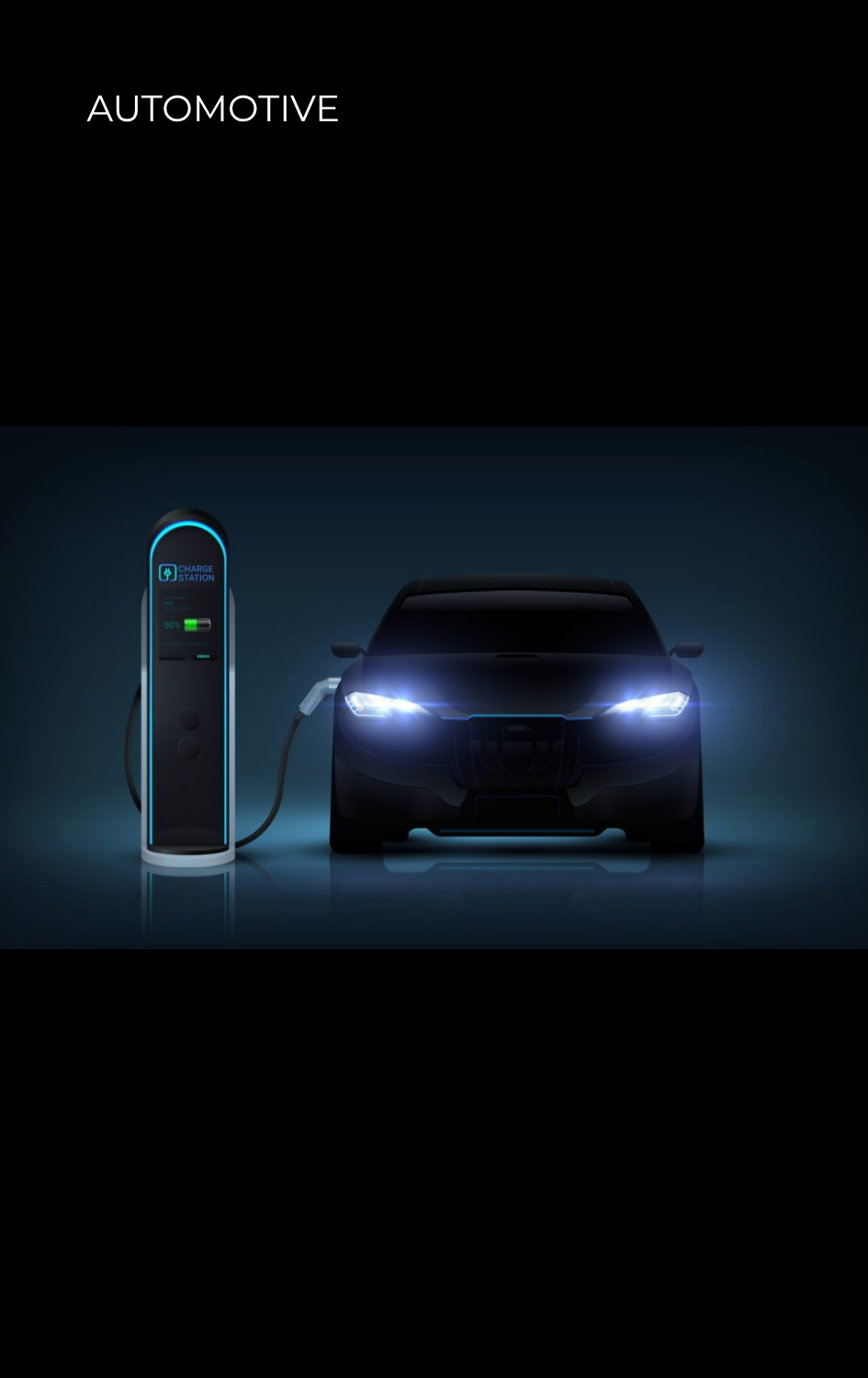 Electric car being charged at a charging station with a dark background