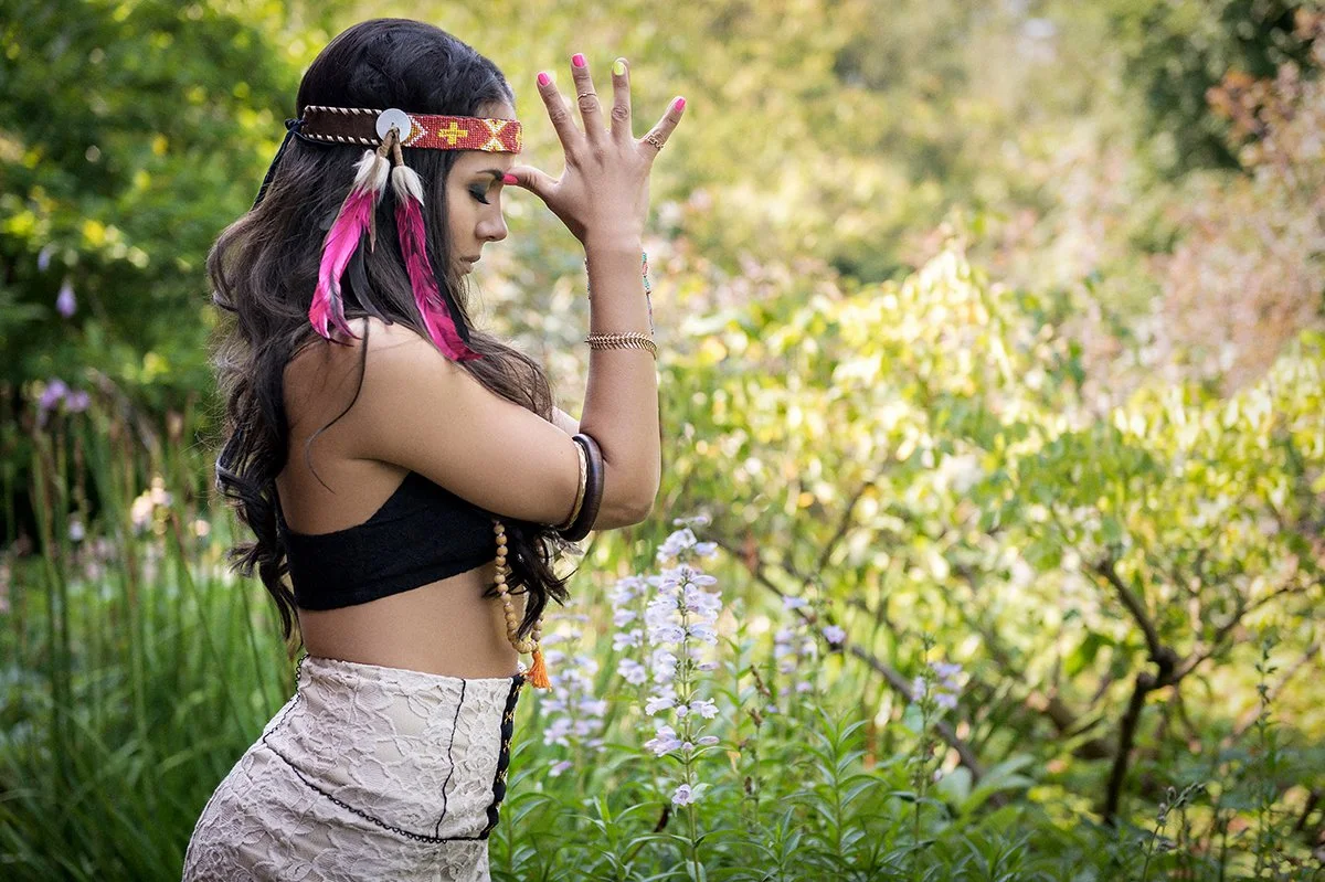  Yoga teacher in nature prayer pose 